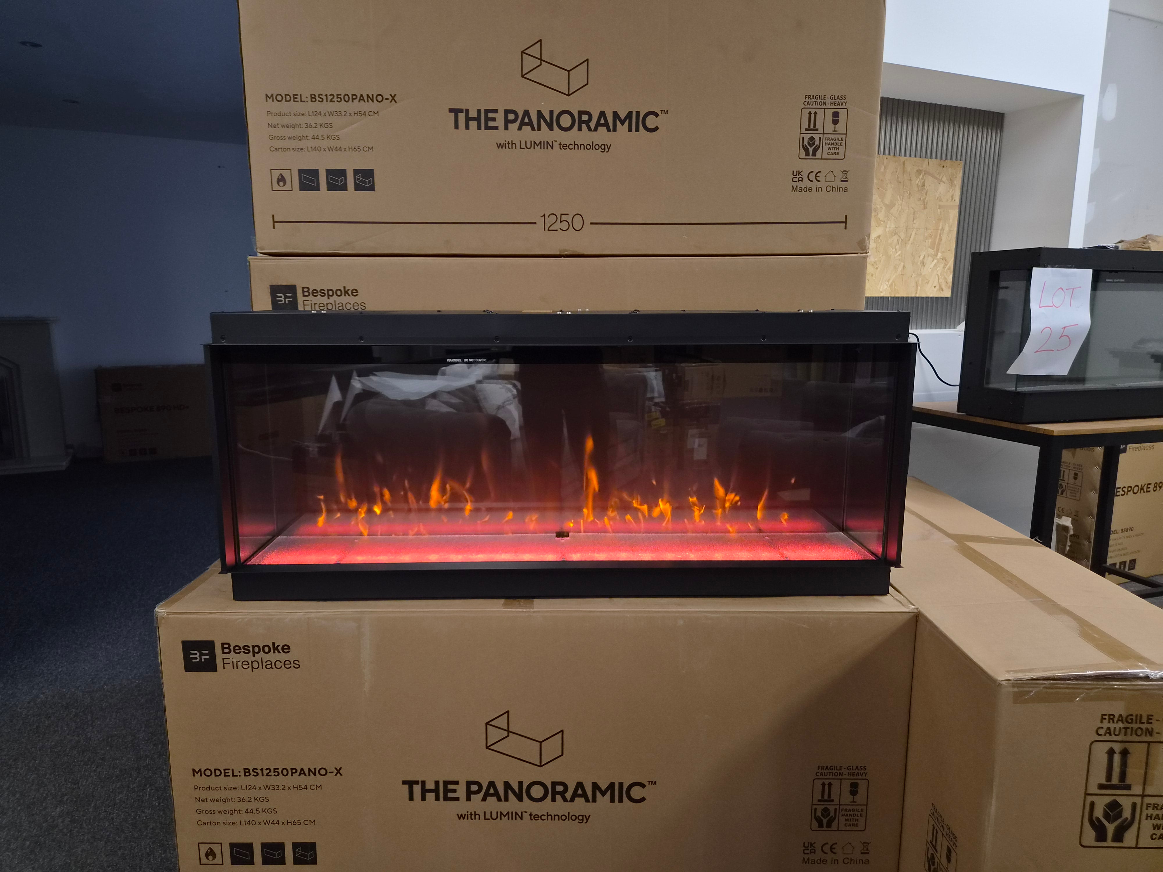 OUTLET - Panoramic 1250X 3-Sided Media Wall Electric Fire