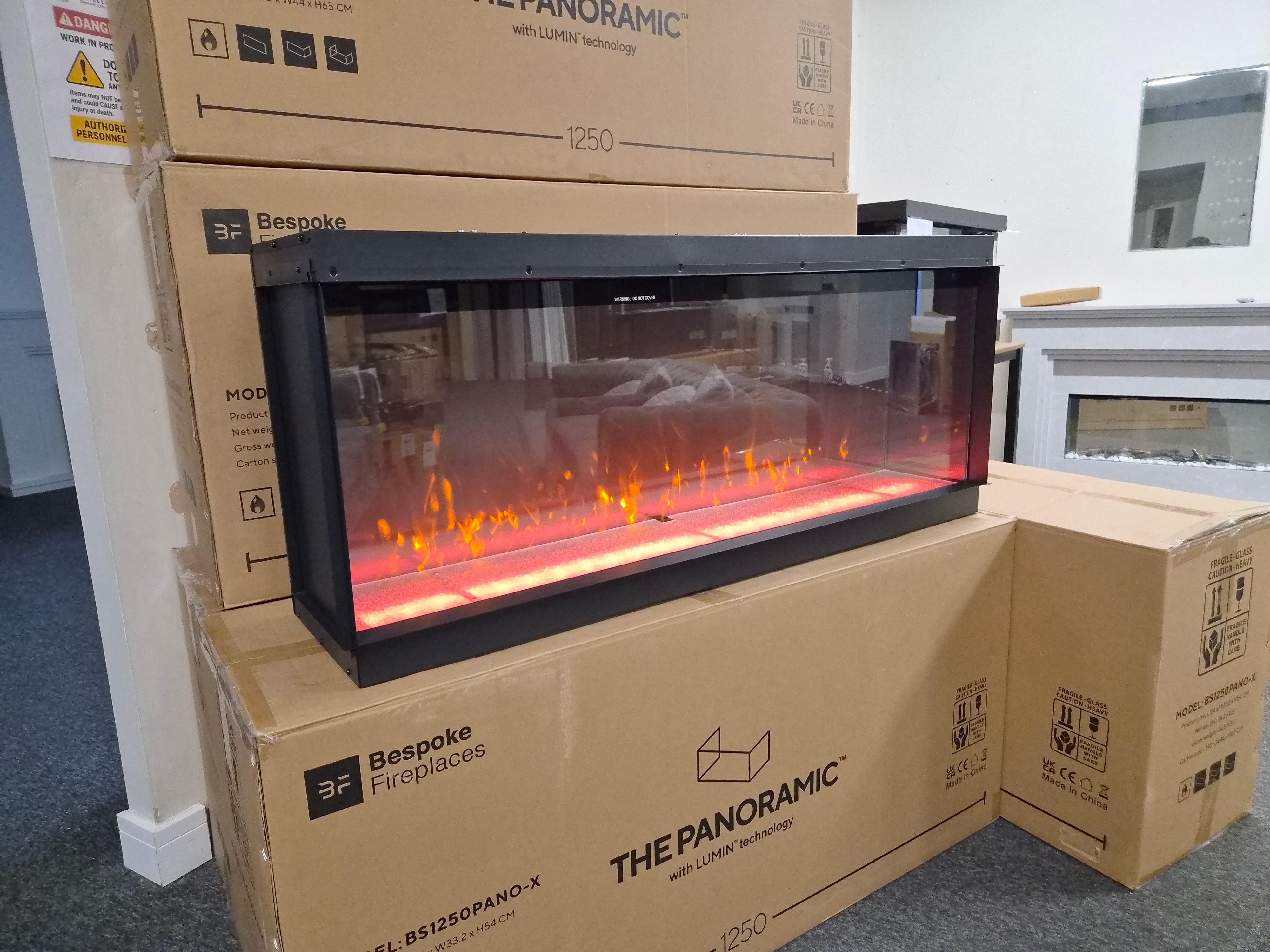 OUTLET - Panoramic 1250X 3-Sided Media Wall Electric Fire