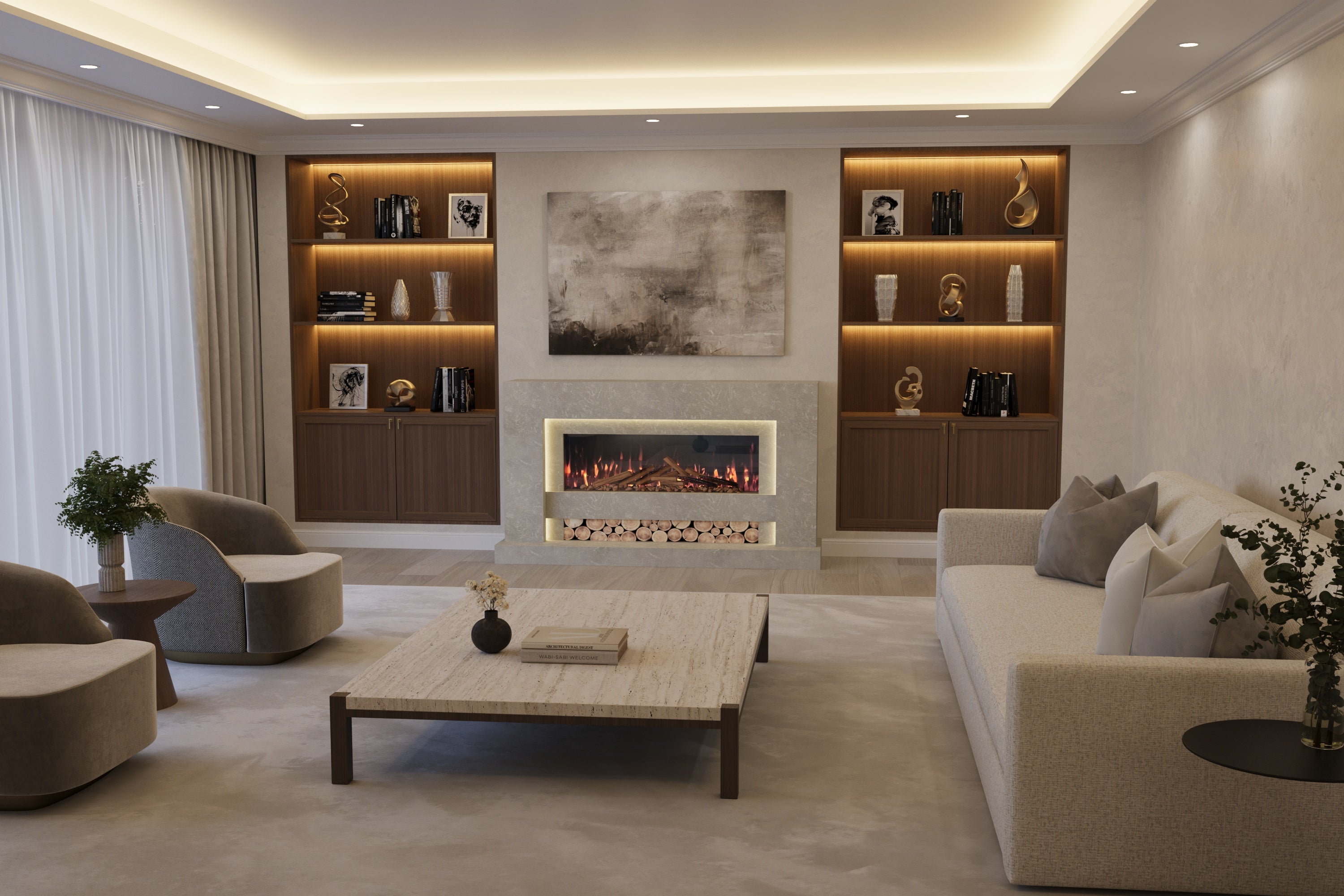 Aspen Marble Suite & Electric Fire