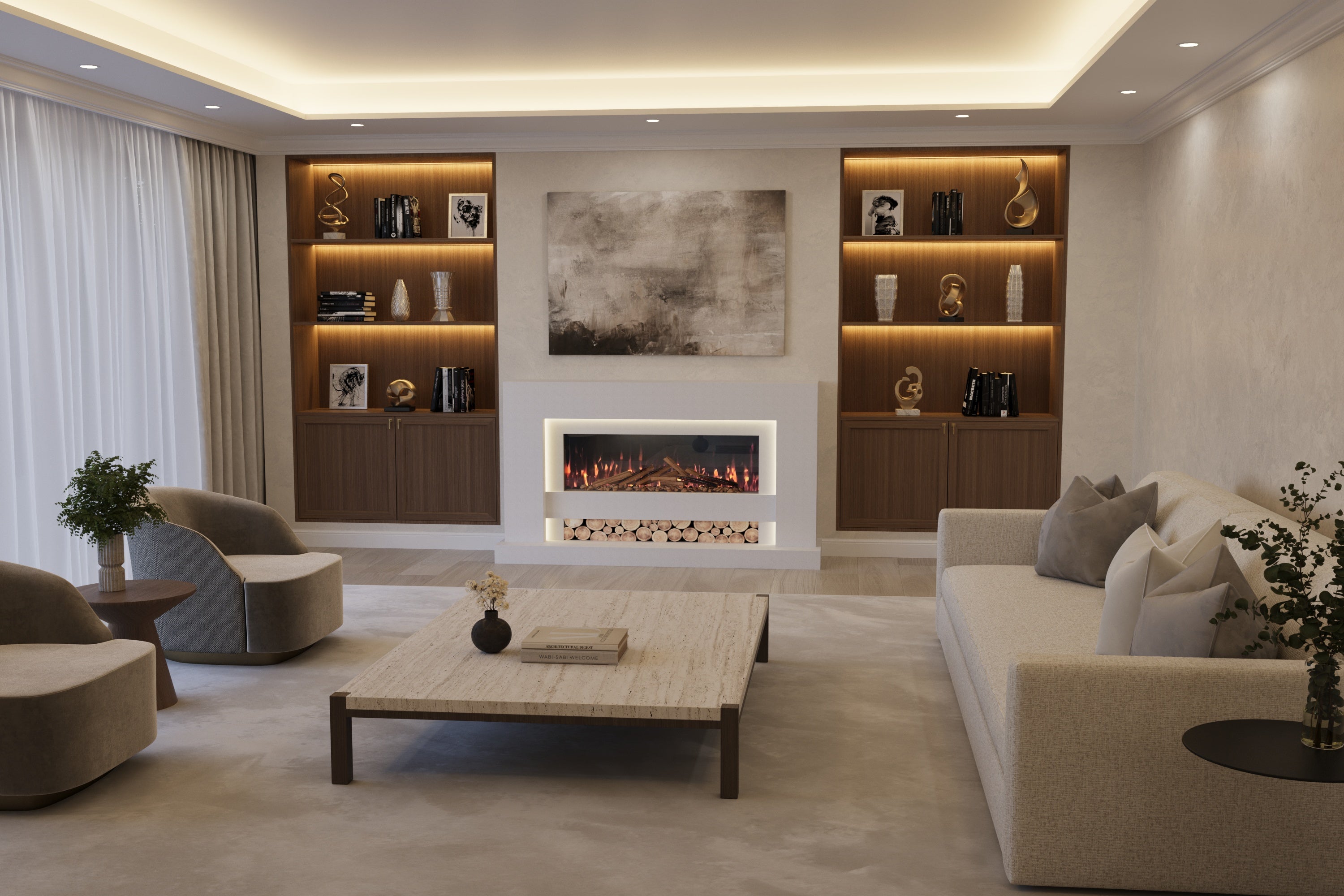 Aspen Marble Suite & Electric Fire