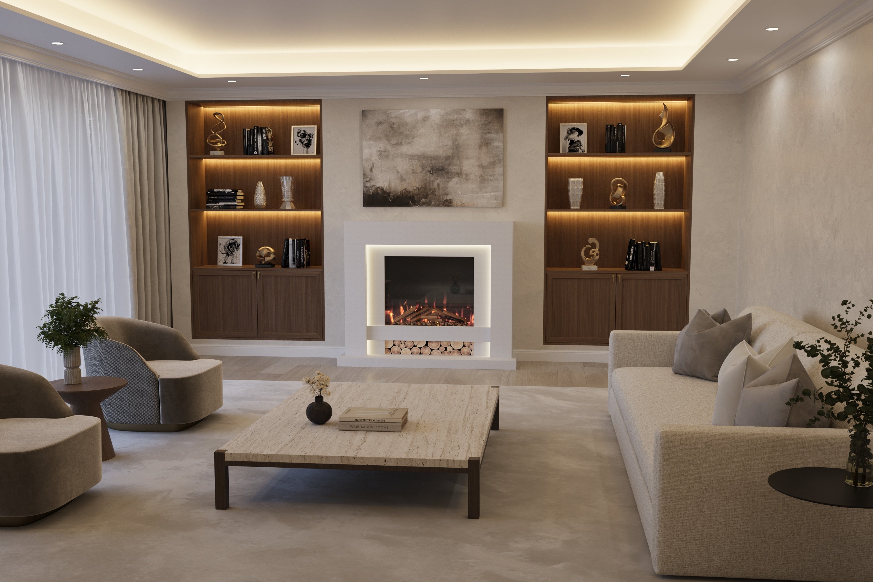 Aspen Marble Suite & Electric Fire