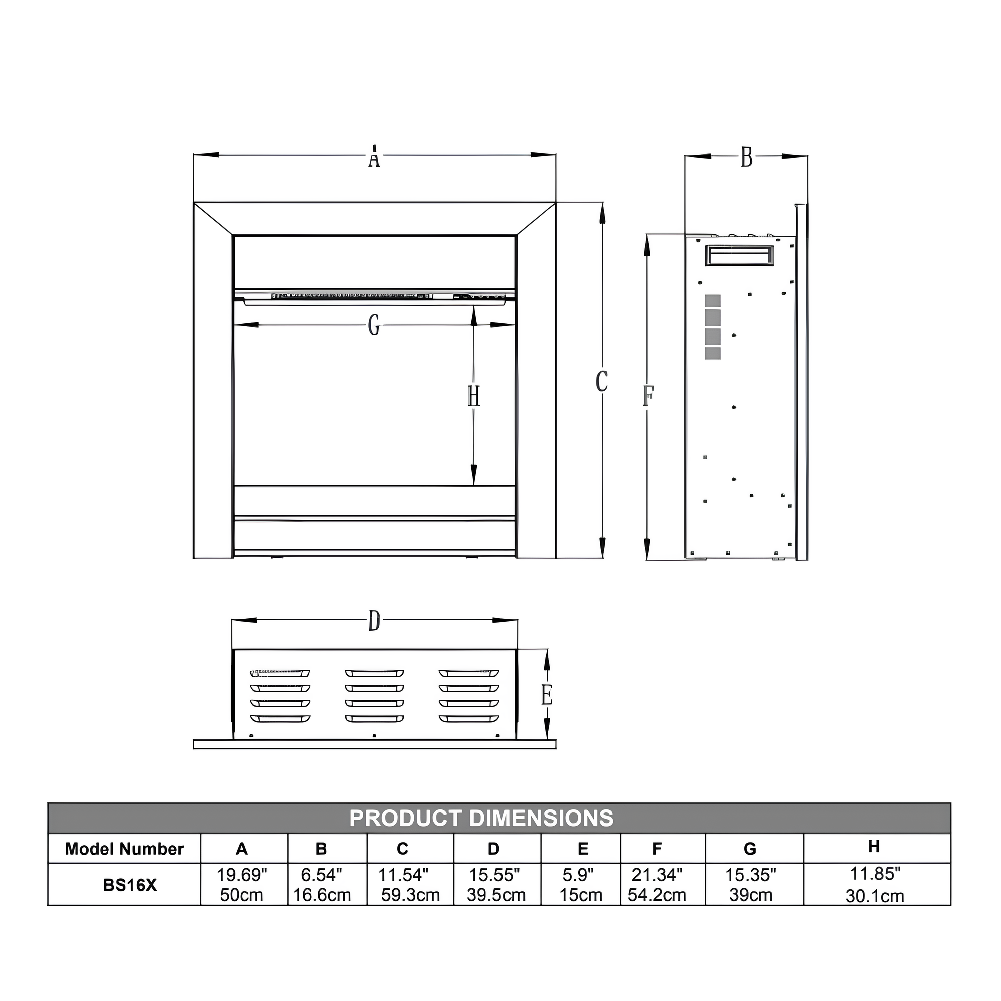 BS 16 X HD+ Inset Electric Fire