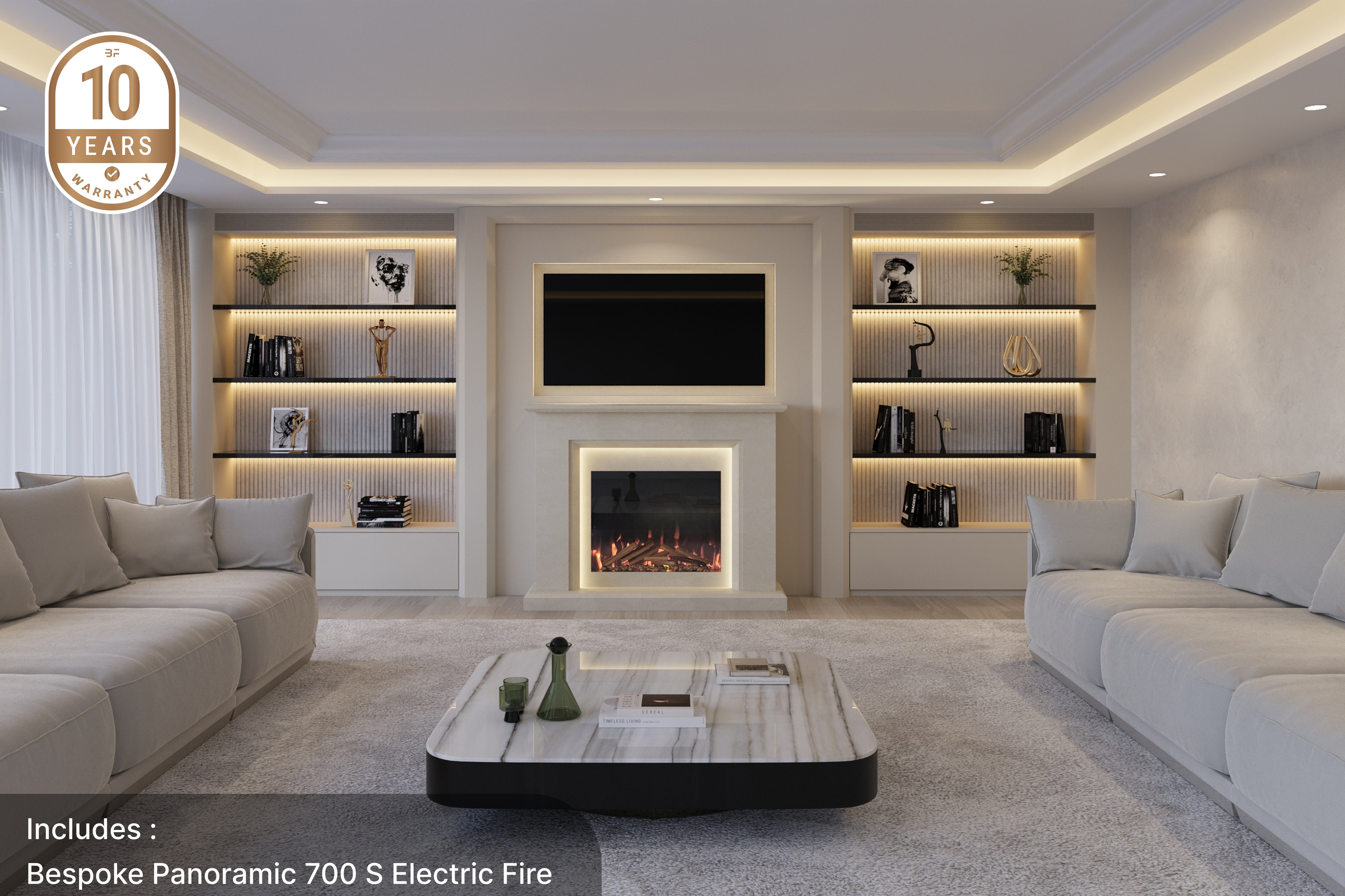 Front view of the Costello marble fireplace suite by Bespoke Fireplaces