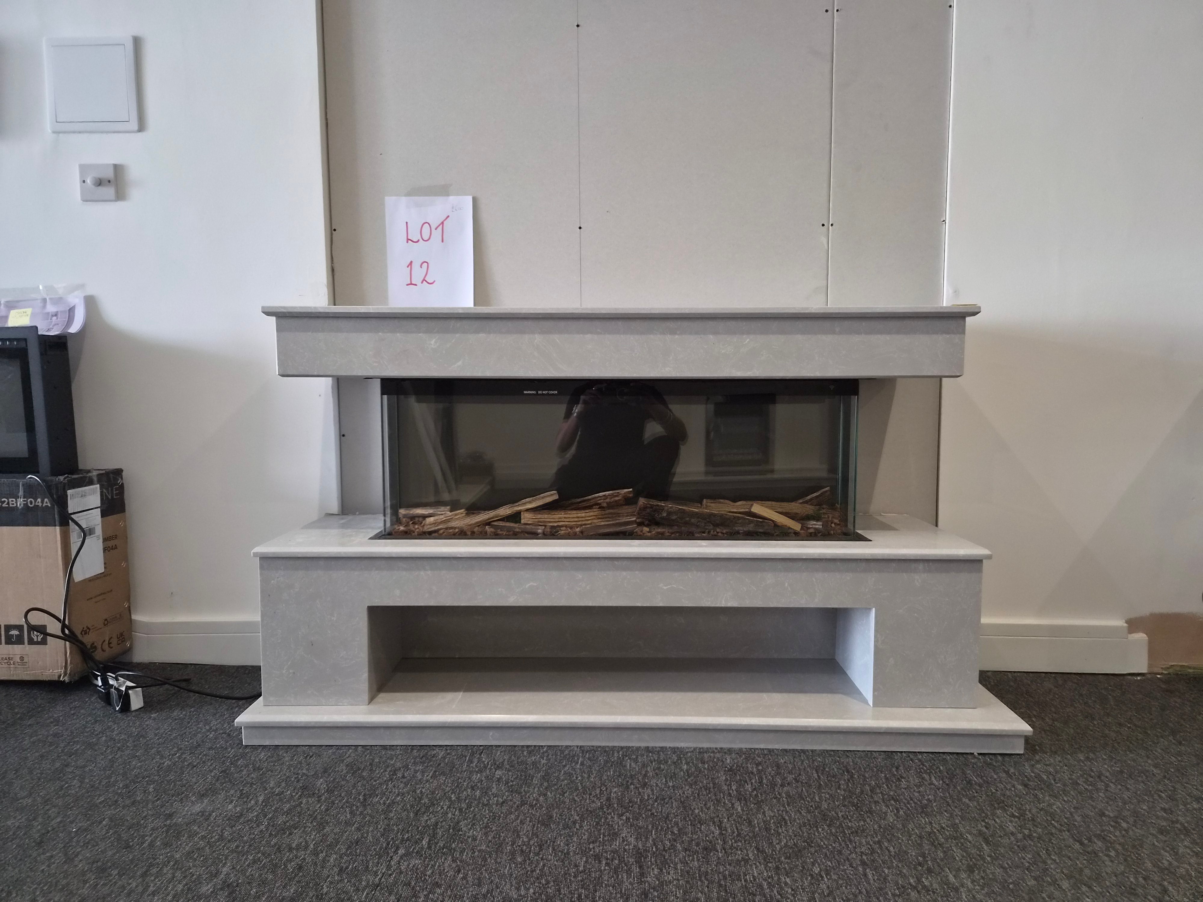 OUTLET - Grey Marble Fireplace Suite with Panoramic 1000S Electric Fire