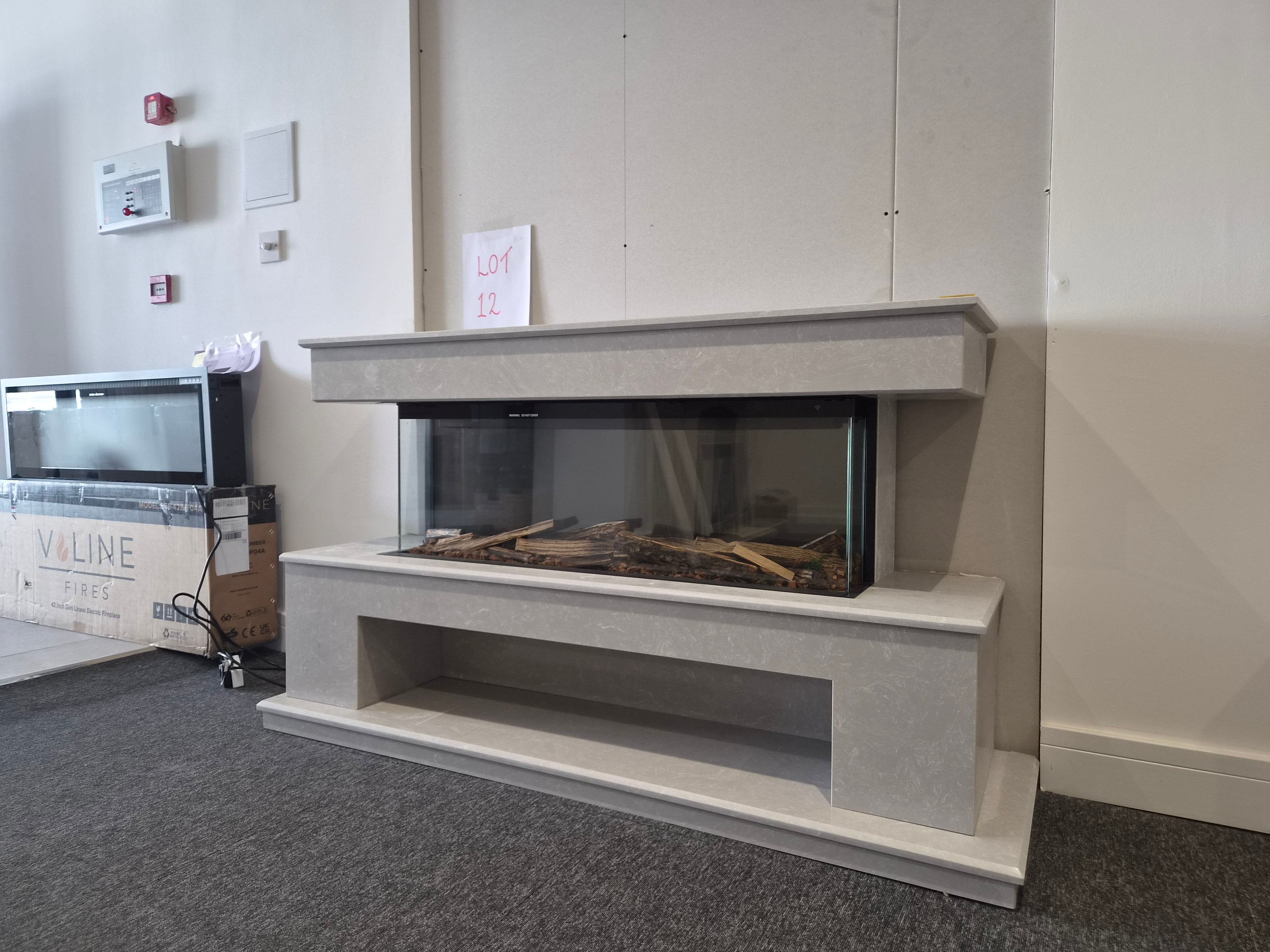 OUTLET - Grey Marble Fireplace Suite with Panoramic 1000S Electric Fire