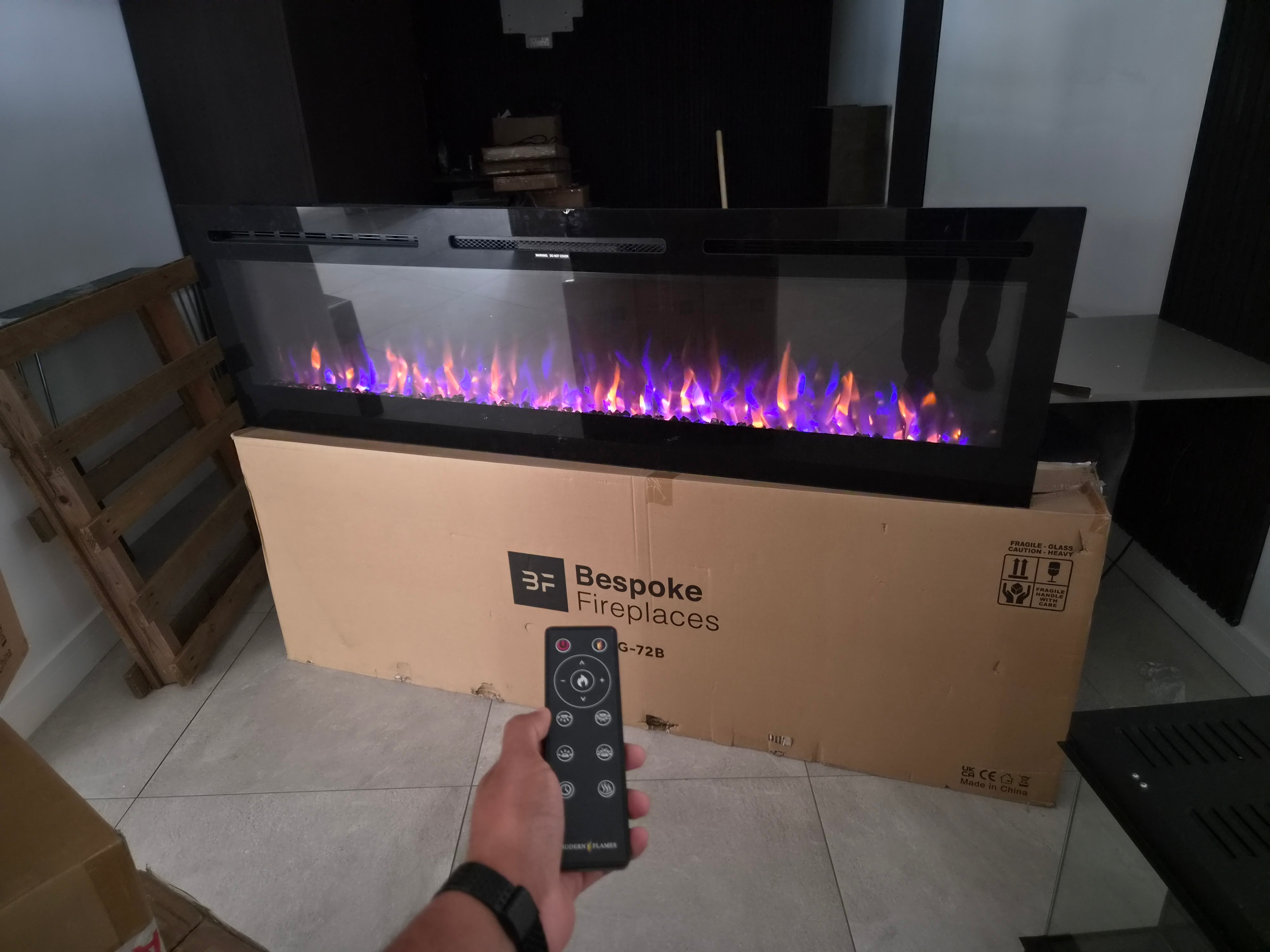 OUTLET - Bespoke Fireplaces 72" Galaxy Media wall Inset Fire