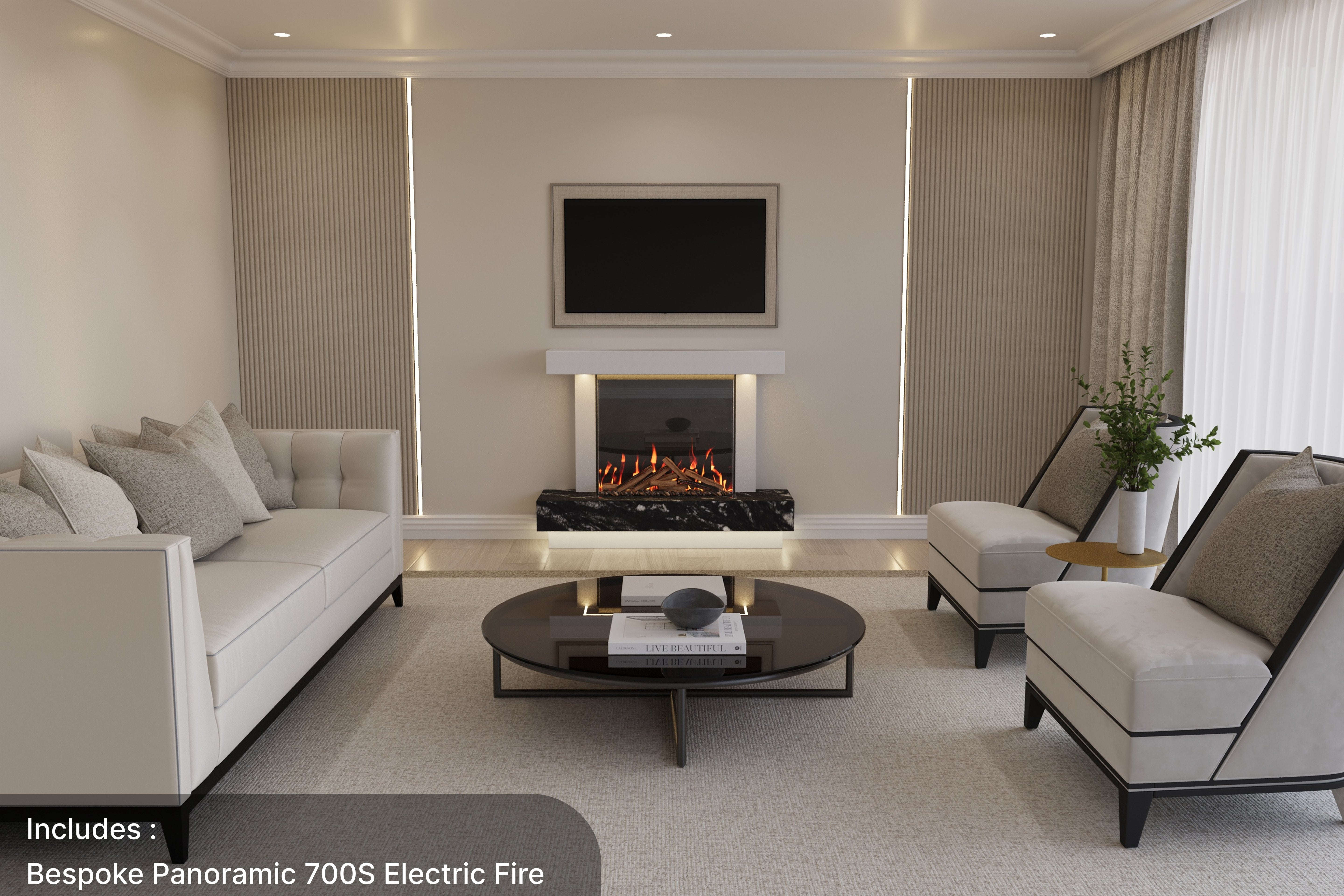 Lazio S Panoramic Marble Suite & Electric Fire