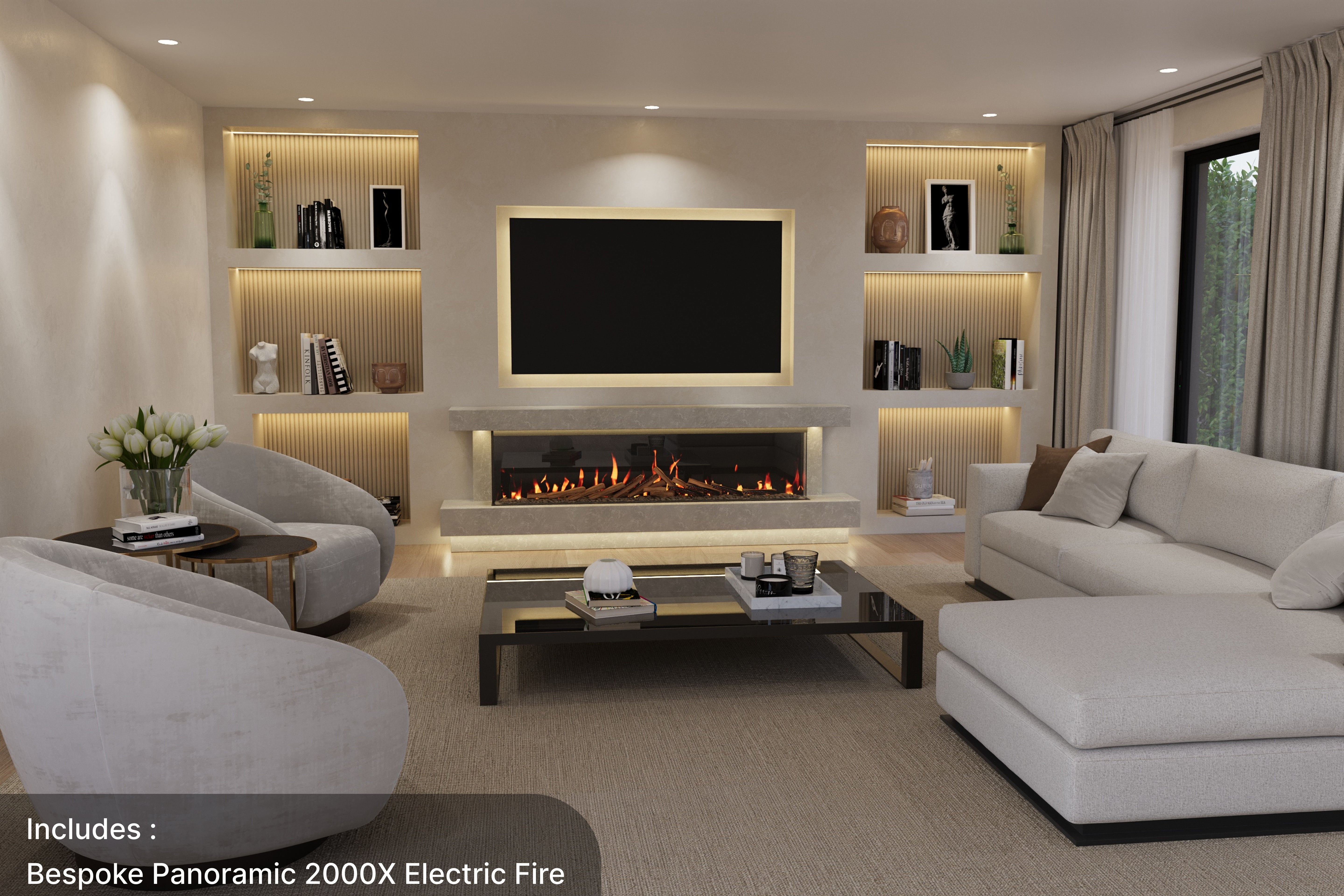 Lazio X Panoramic Marble Suite & Electric Fire