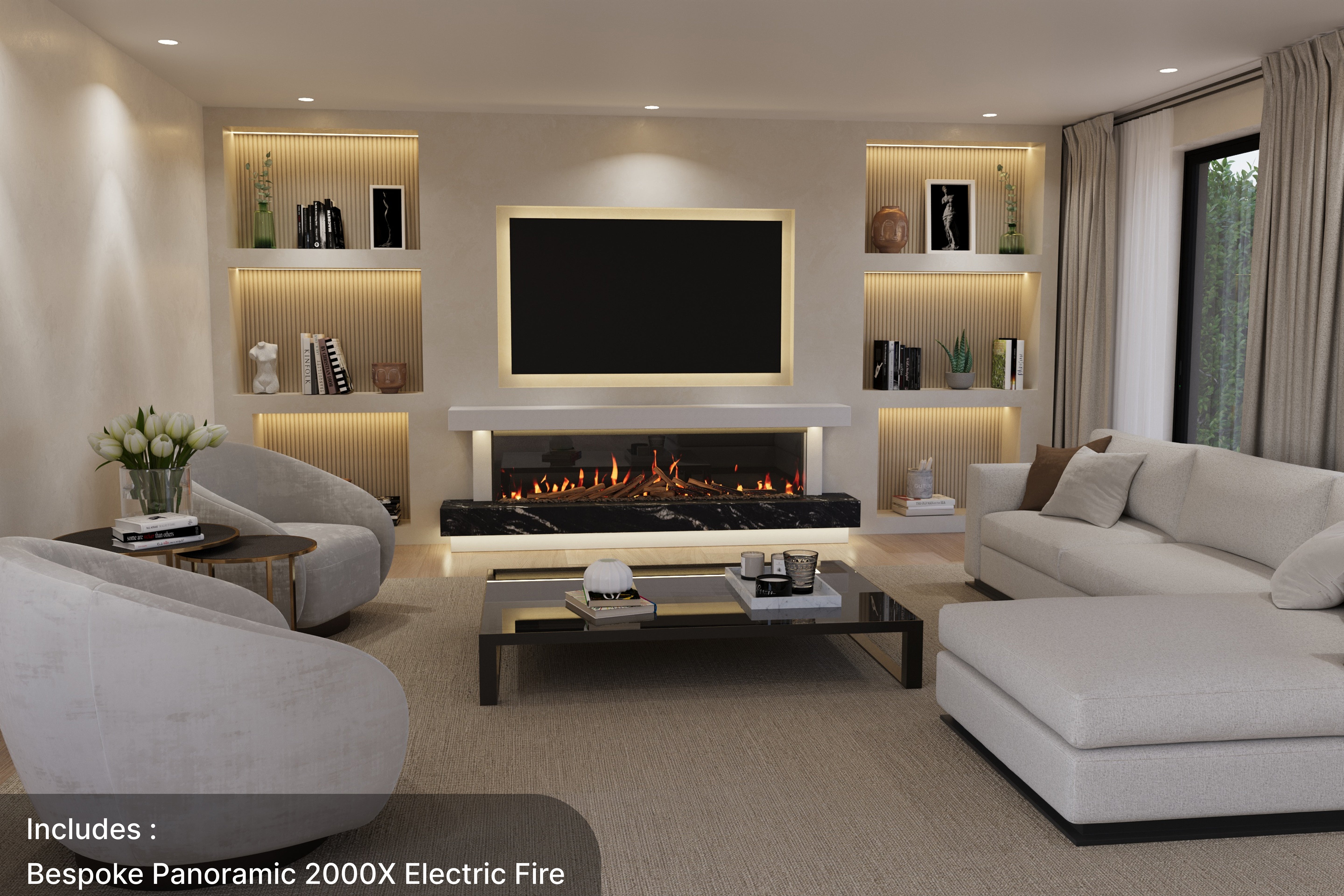 Lazio X Panoramic Marble Suite & Electric Fire