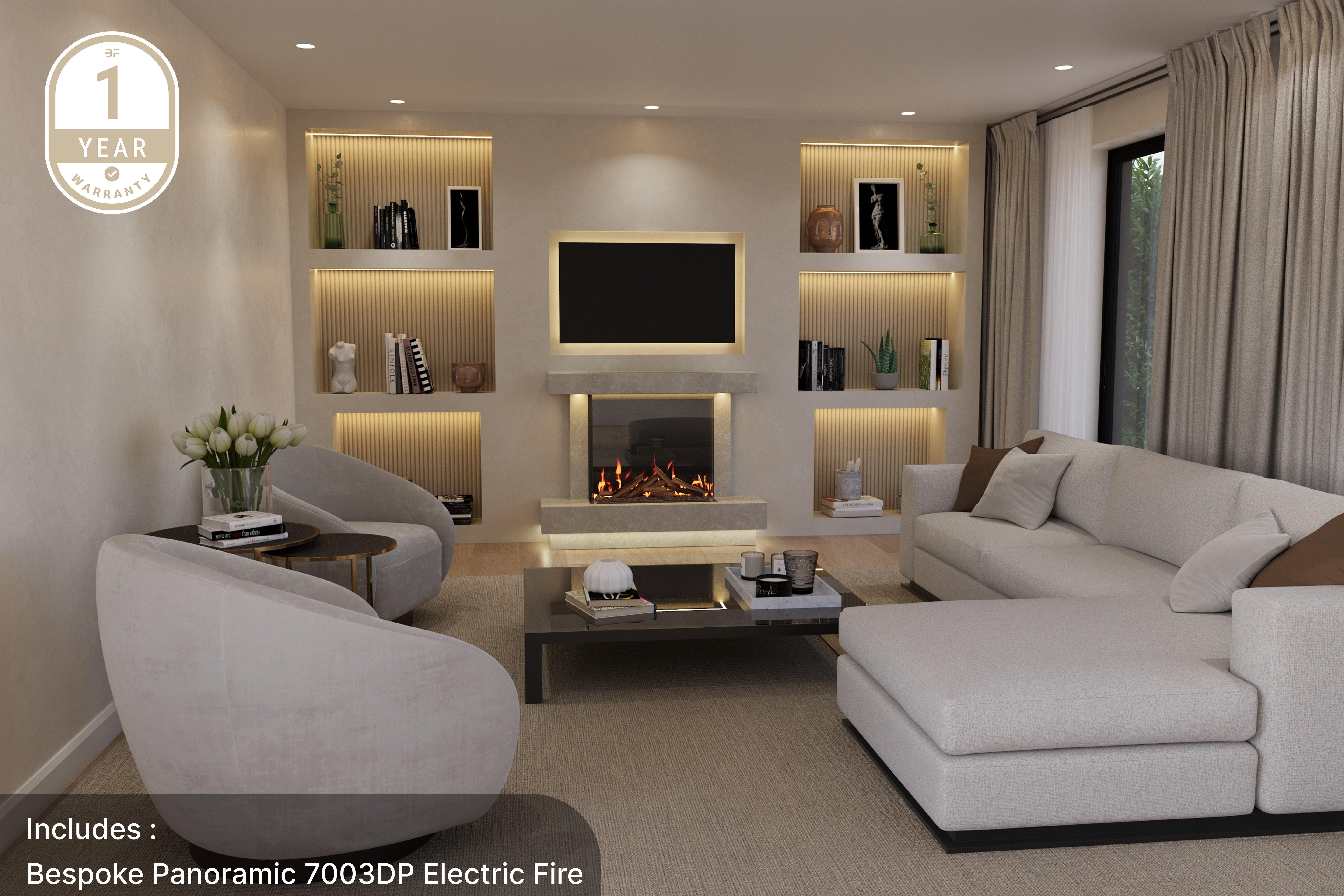 Front view of the Lazio X marble fireplace suite by Bespoke Fireplaces