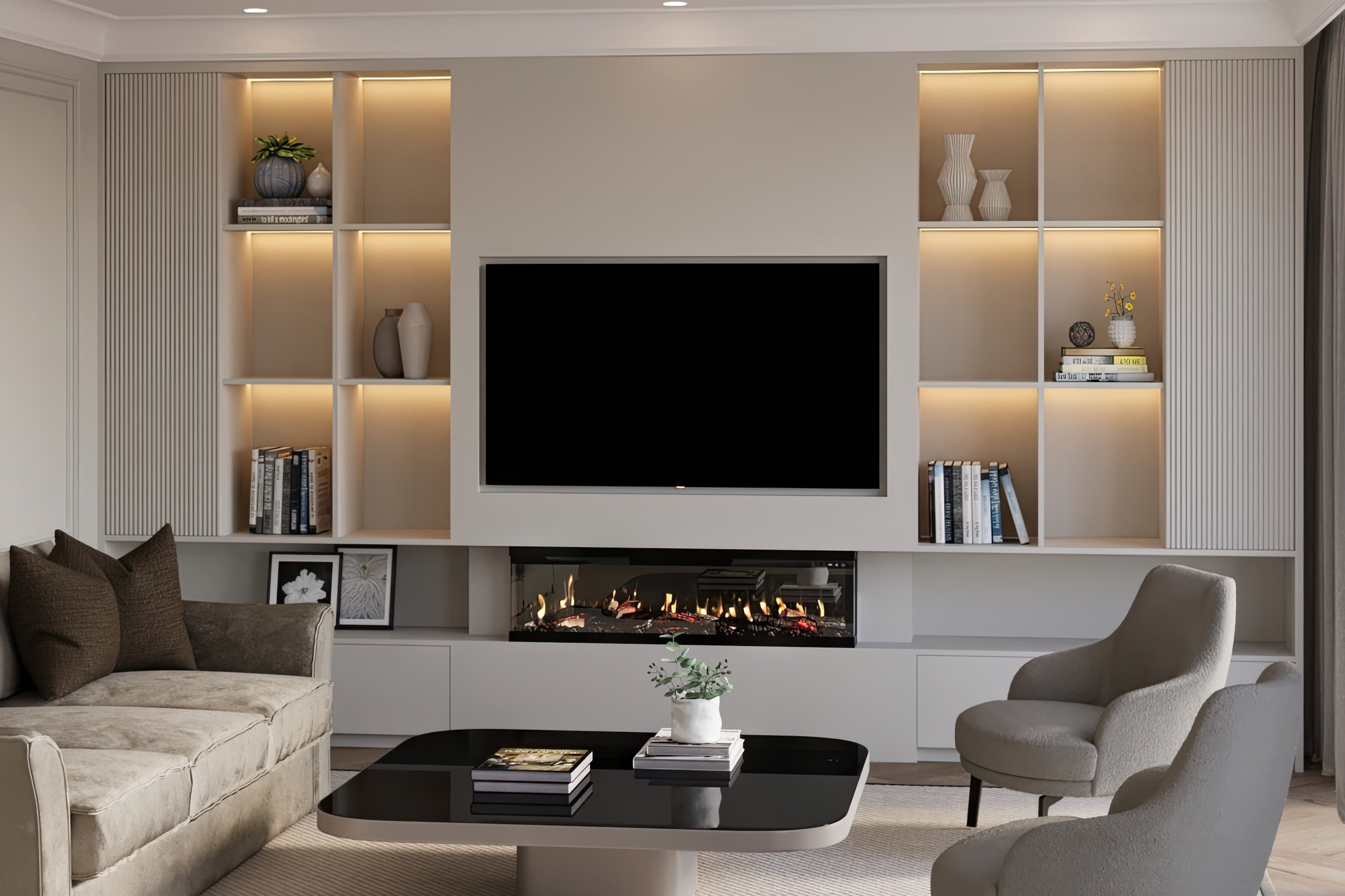 Valine Fires Panoramic Slimline Media Wall Electric Fire