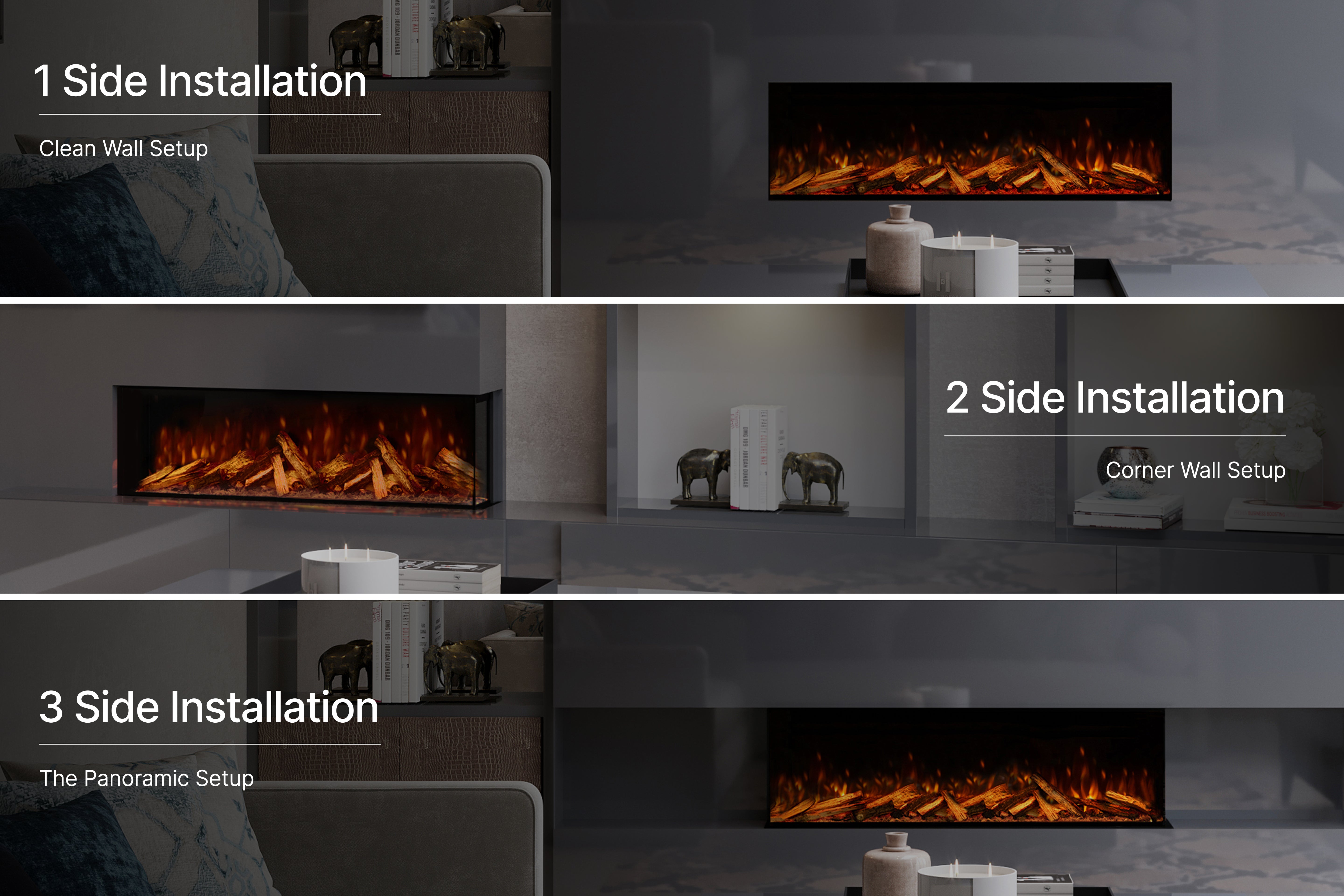 Panoramic X Media Wall Electric Fire