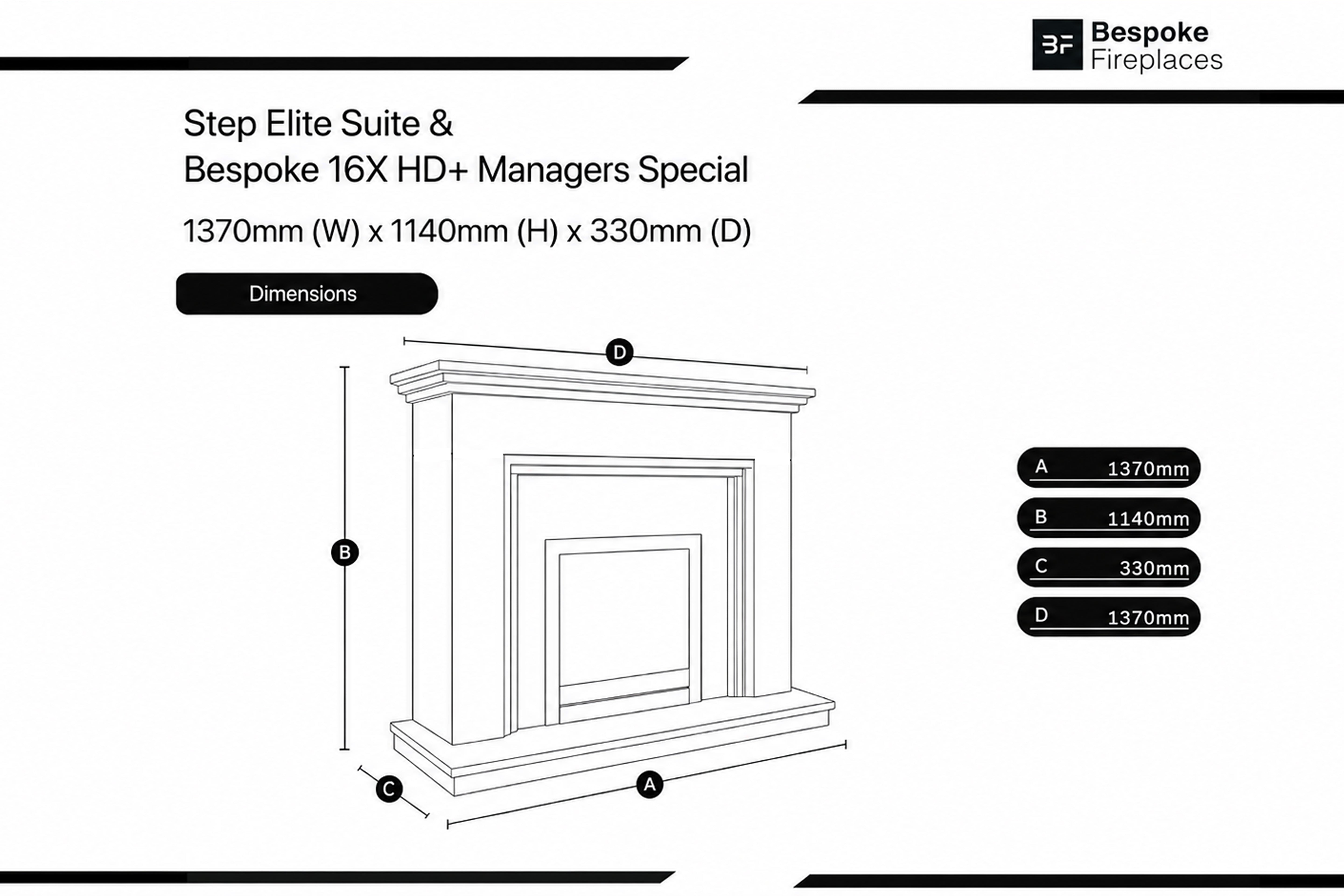 OUTLET Step Elite Marble Fireplace Suite Managers Special