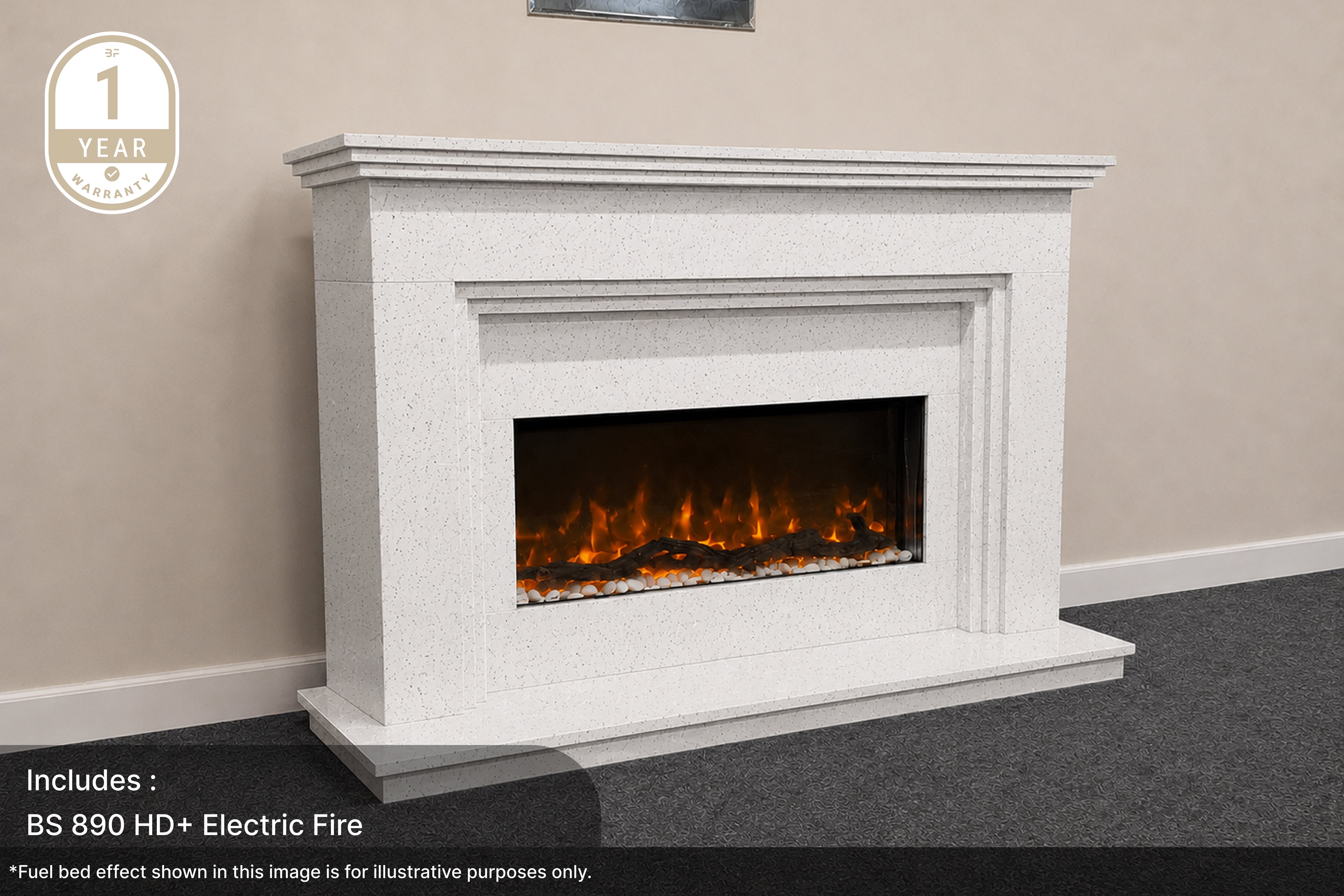 OUTLET Step Elite Marble Fireplace Suite Managers Special