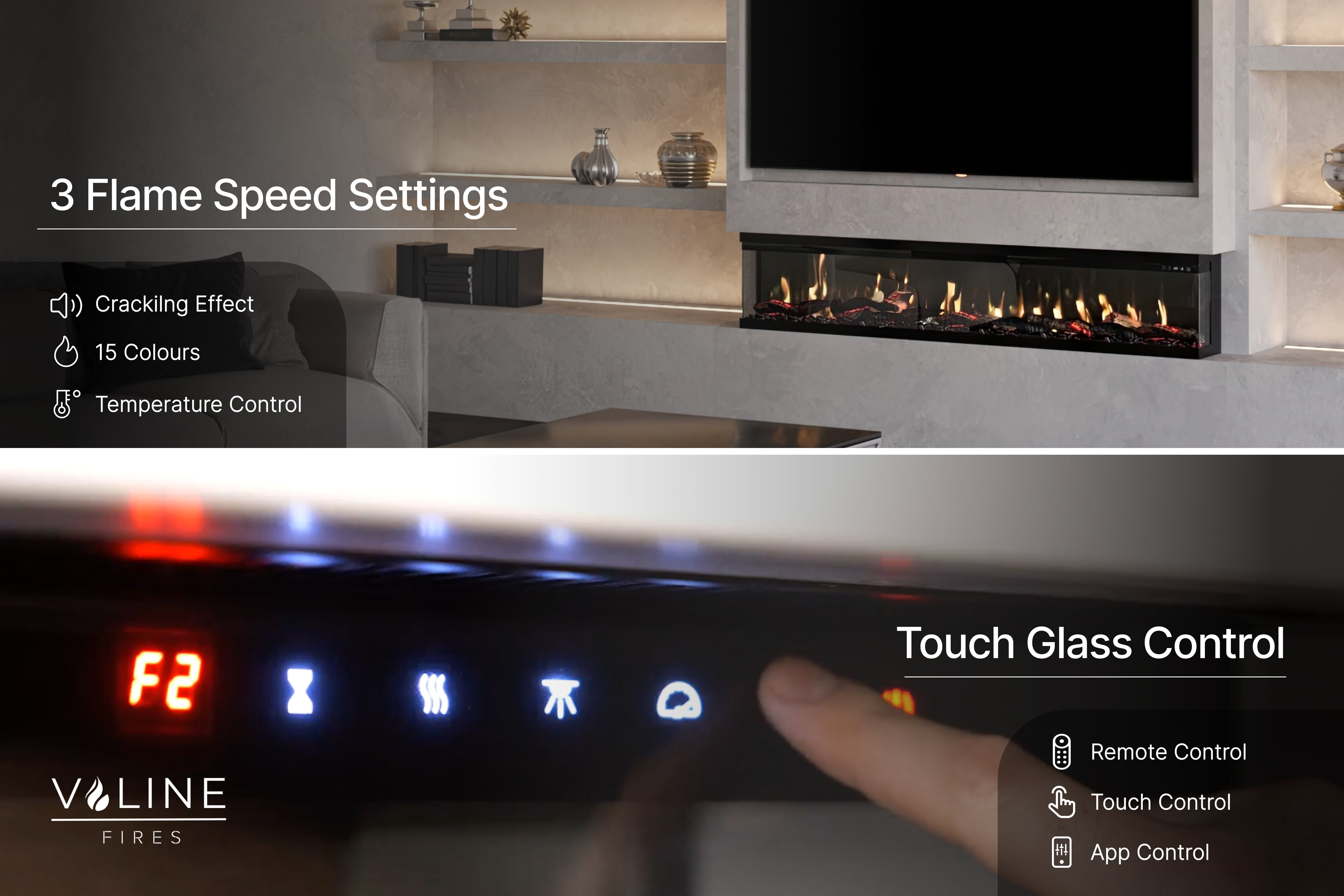 Valine Fires Panoramic Slimline Media Wall Electric Fire