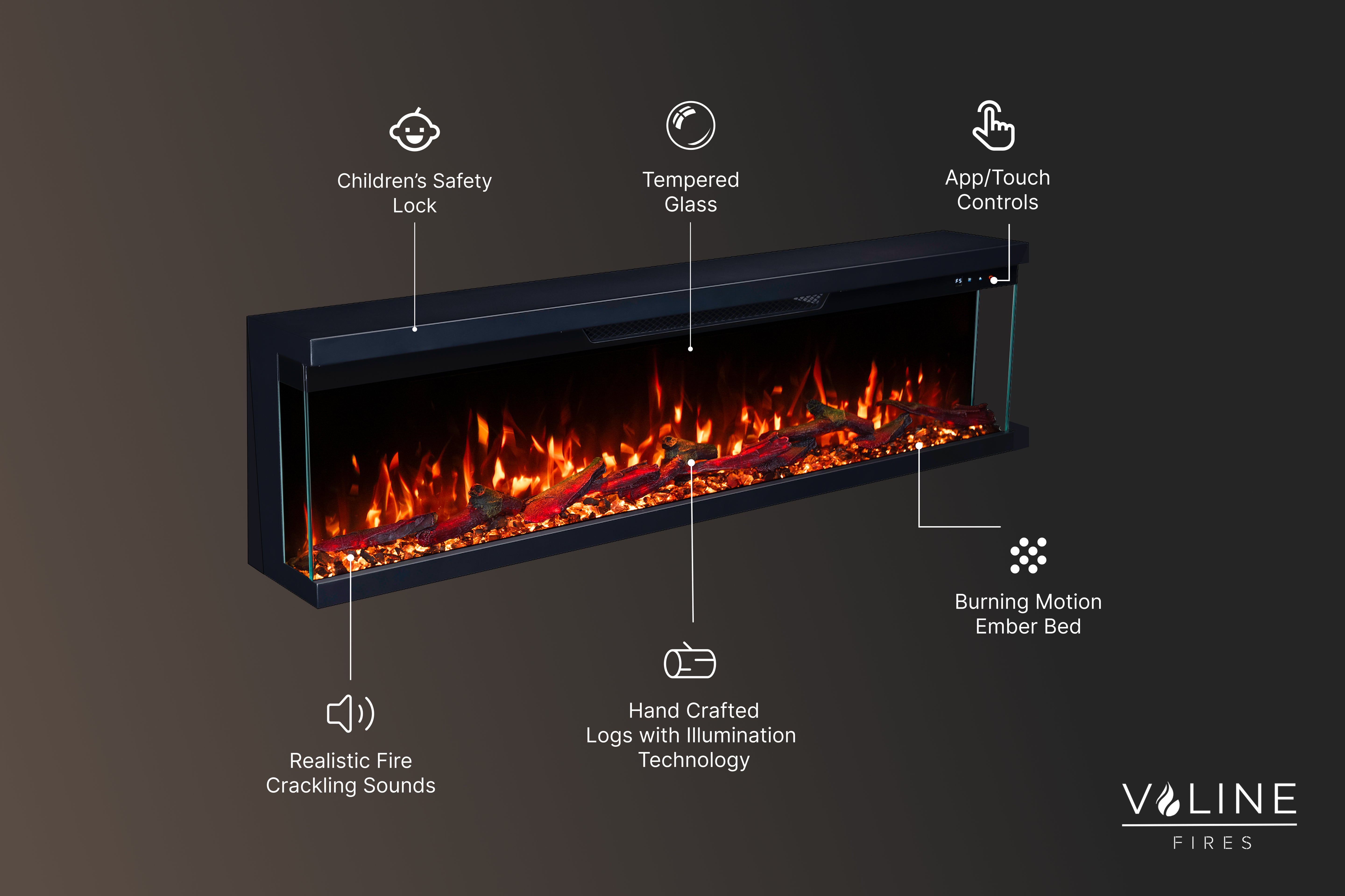 Valine Fires Panoramic Slimline Media Wall Electric Fire