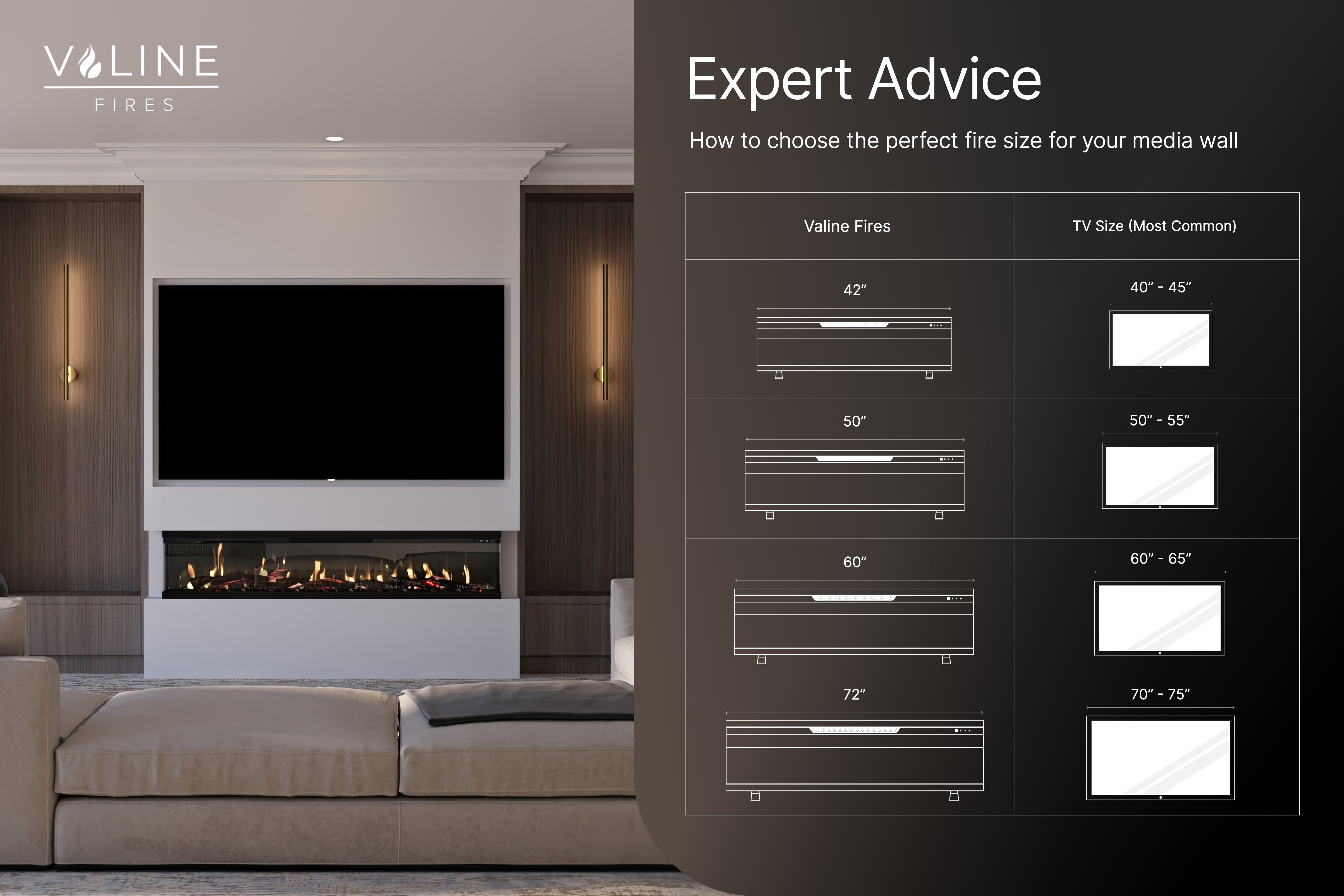 Valine Fires Panoramic Slimline Media Wall Electric Fire