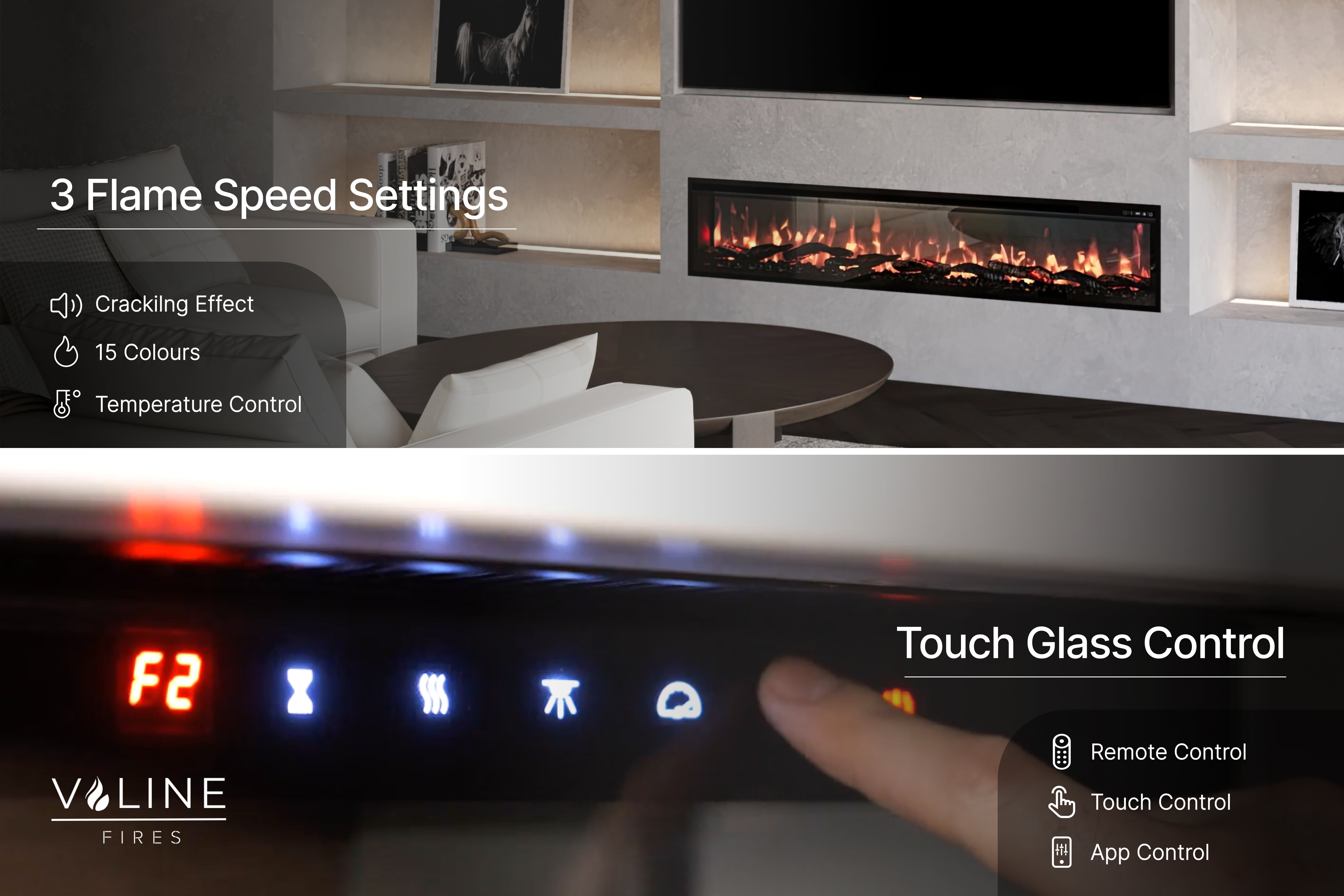 Valine Fires Linear Ultra Slim Media Wall Electric Fire