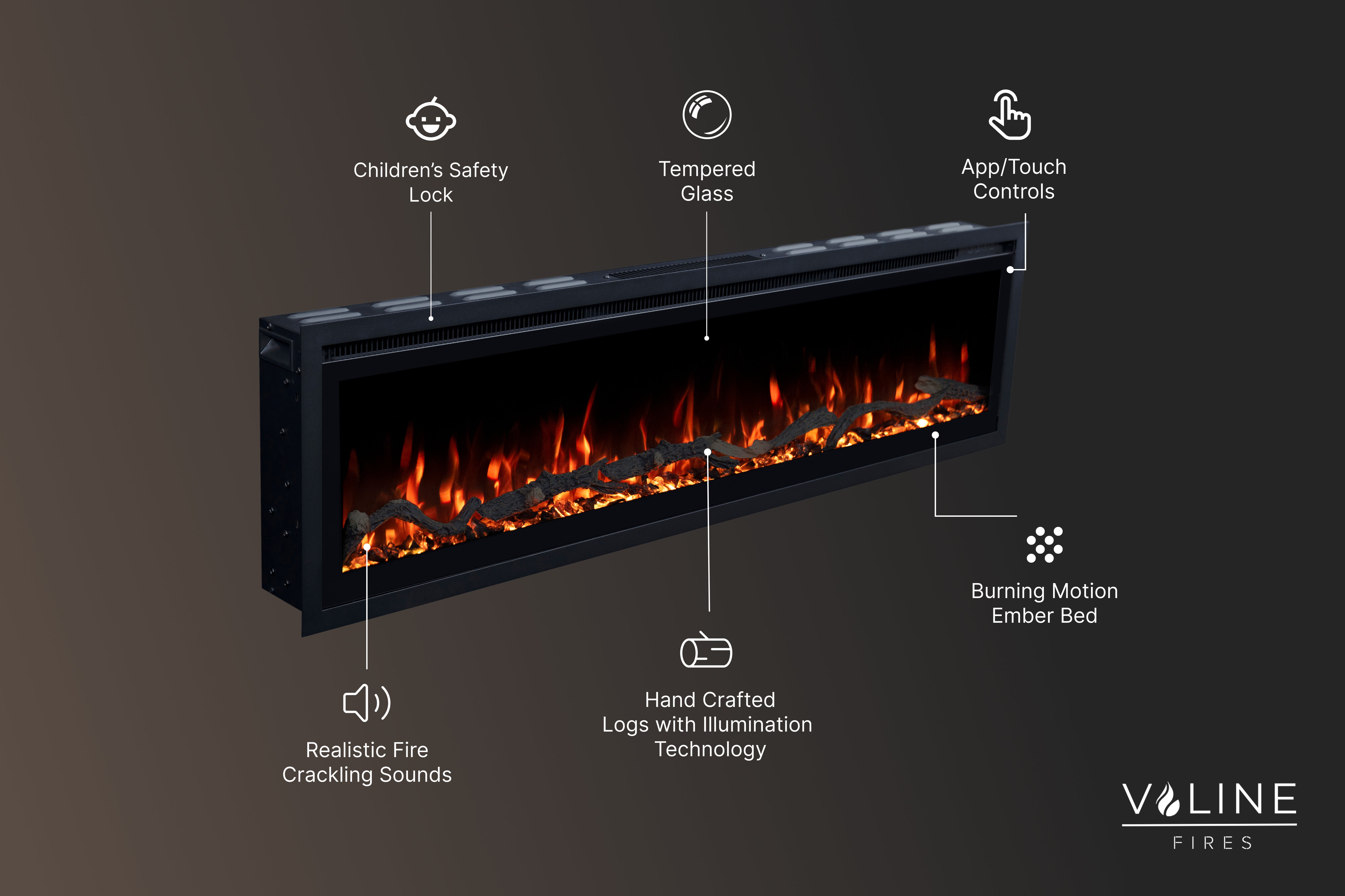 Valine Fires Linear Ultra Slim Media Wall Electric Fire
