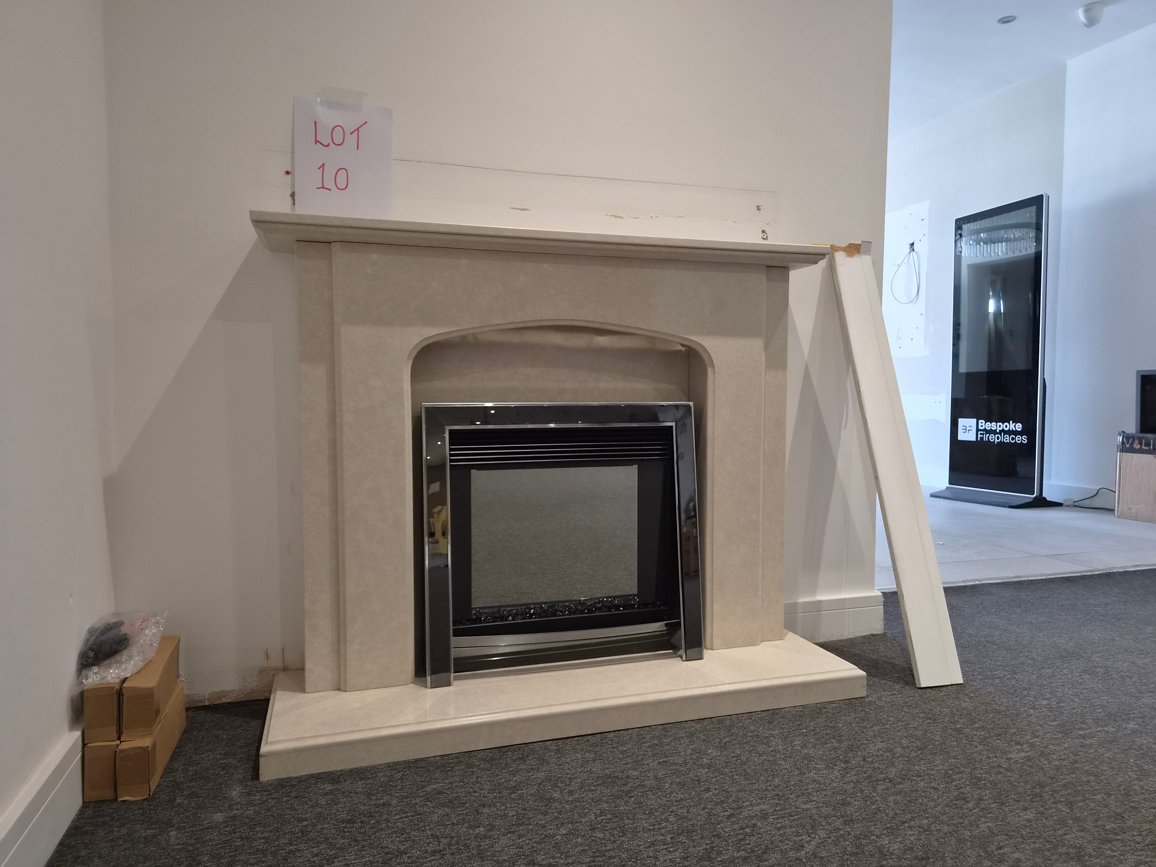 OUTLET - Creme Marble Fireplace Suite with BF 22HD+ Electric fire