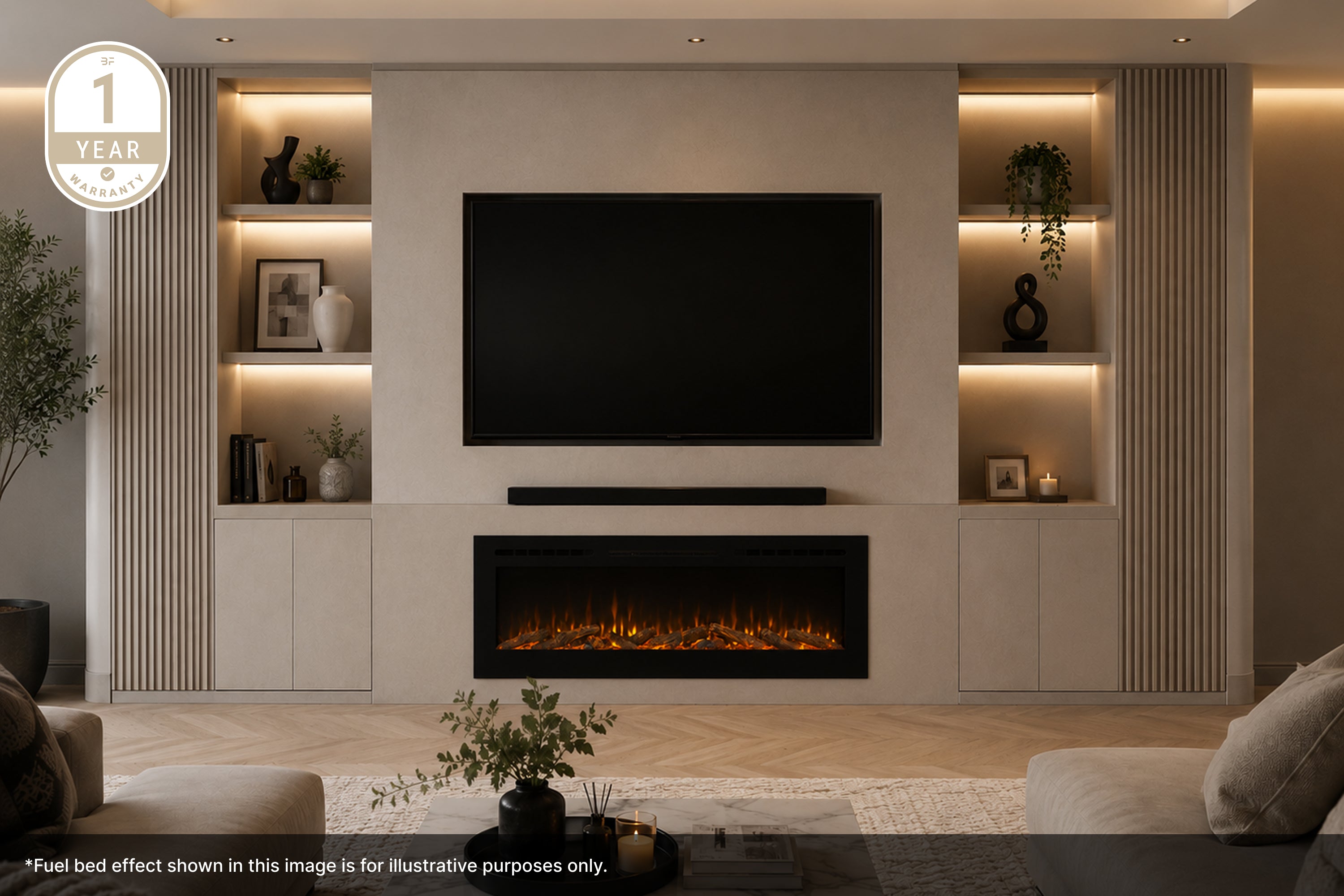 OUTLET - Bespoke Fireplaces Galaxy Media wall Inset Fire
