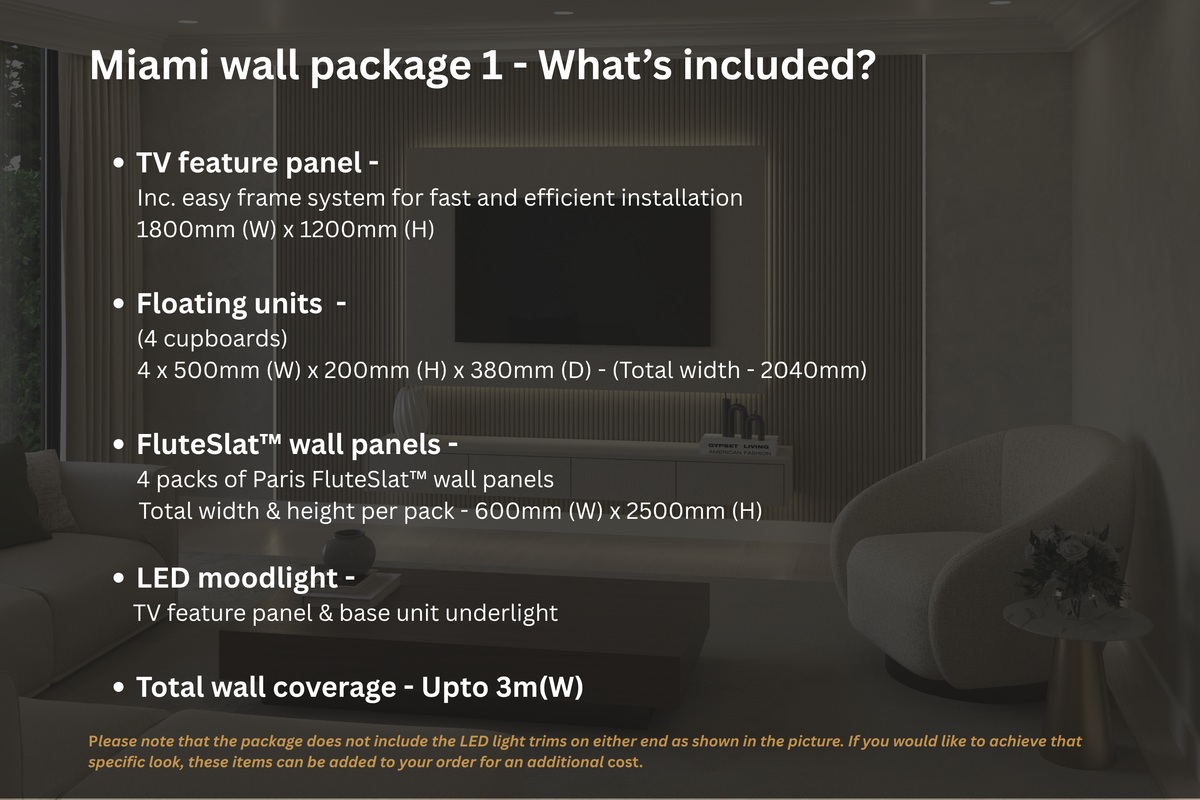 Miami Wall Mounted Media Wall Package