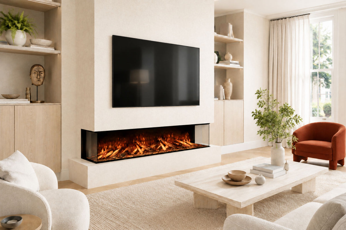 Panoramic X 3-Sided Media Wall Electric Fire