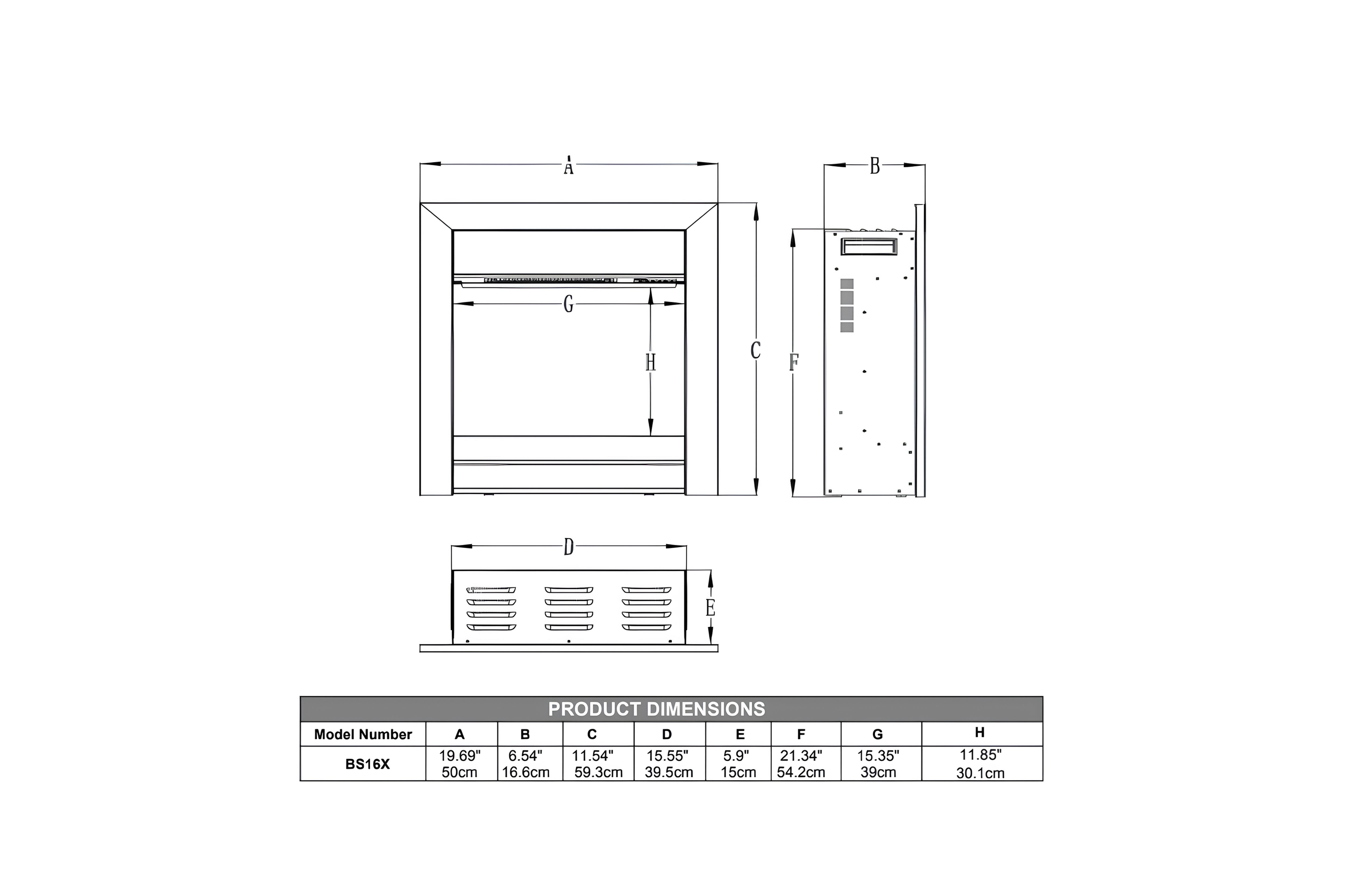 BS 16 X HD+ Inset Electric Fire