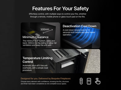 BS 16X HD+ safety features: minimum clearances, cool-down blower and overheat shut-off
