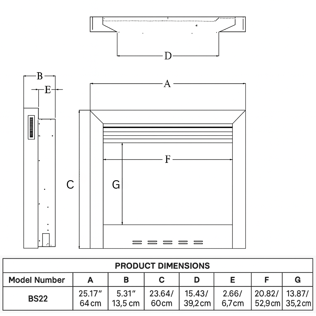 BS 22 HD+ Inset Electric Fire