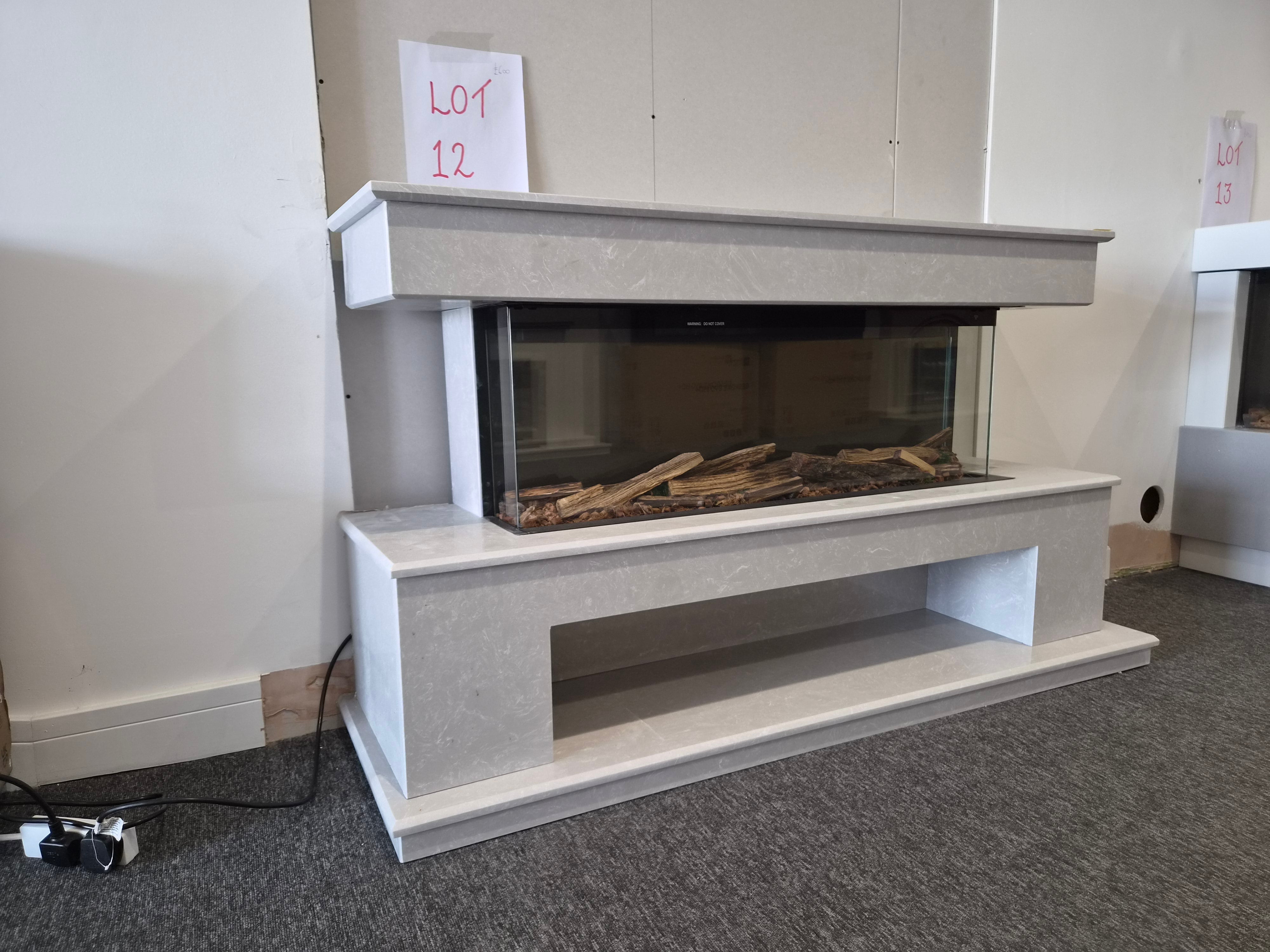 OUTLET - Grey Marble Fireplace Suite with Panoramic 1000S Electric Fire