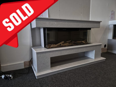 OUTLET - Grey Marble Fireplace Suite with Panoramic 1000S Electric Fire