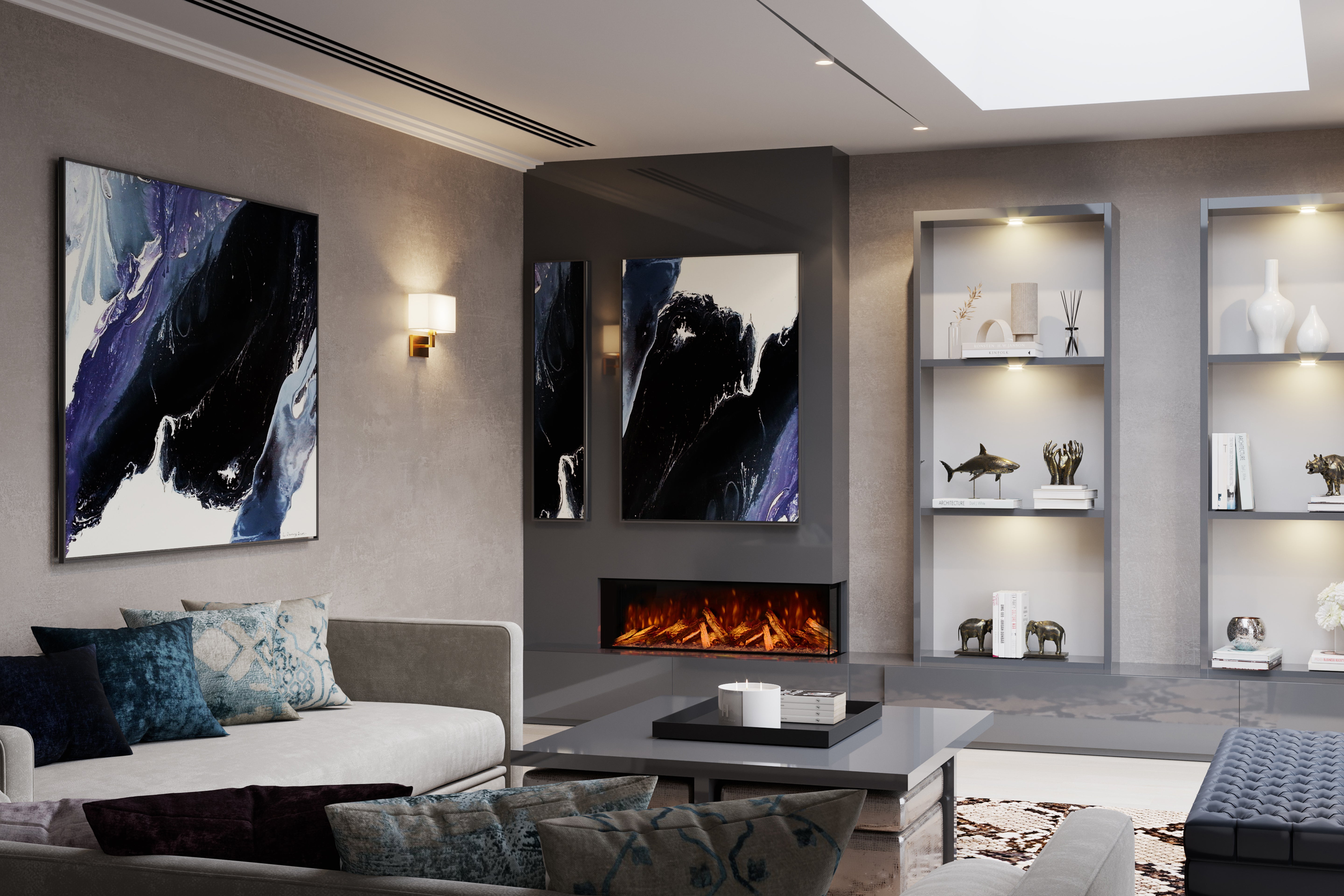 Panoramic X Media Wall Electric Fire