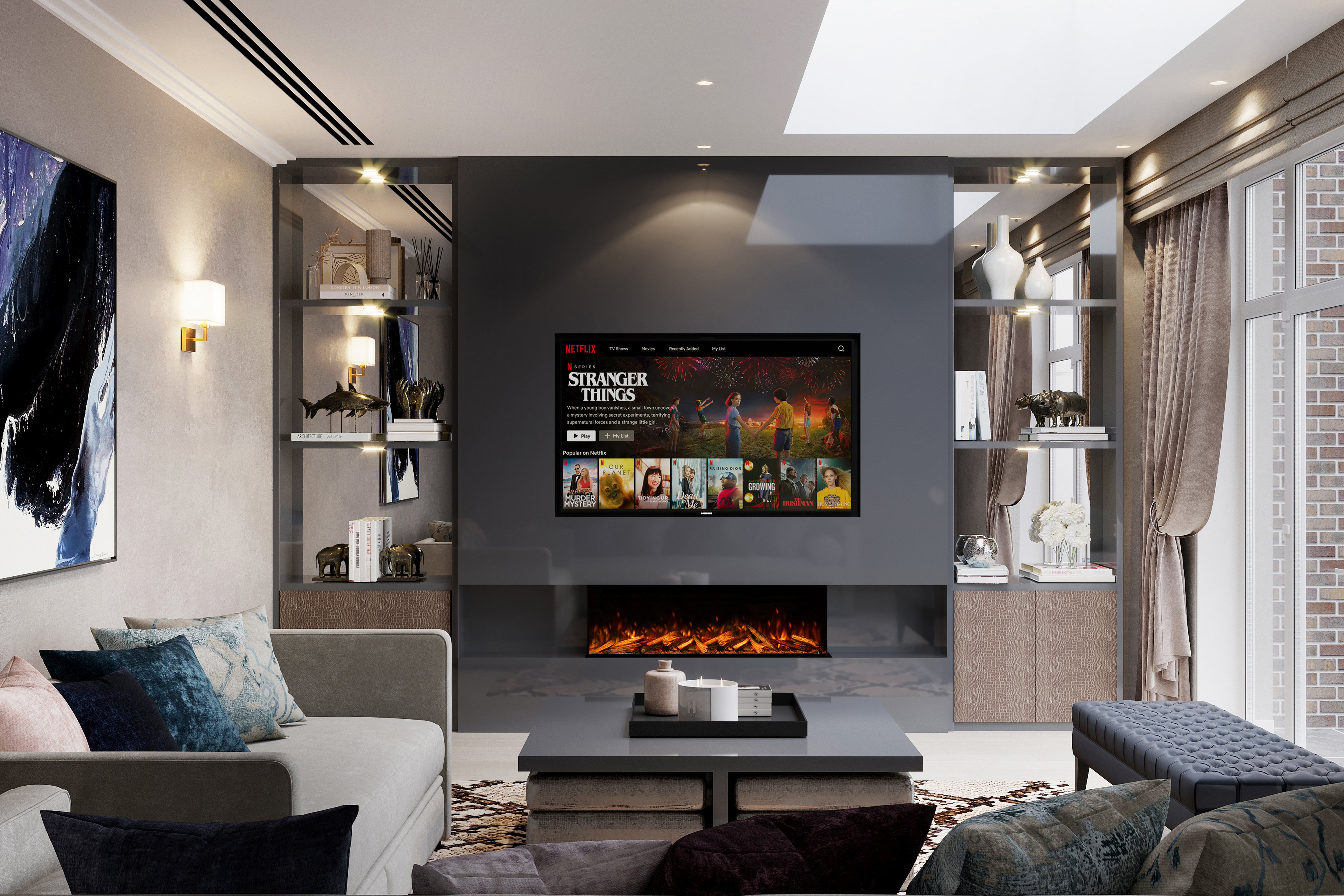 Panoramic X Media Wall Electric Fire