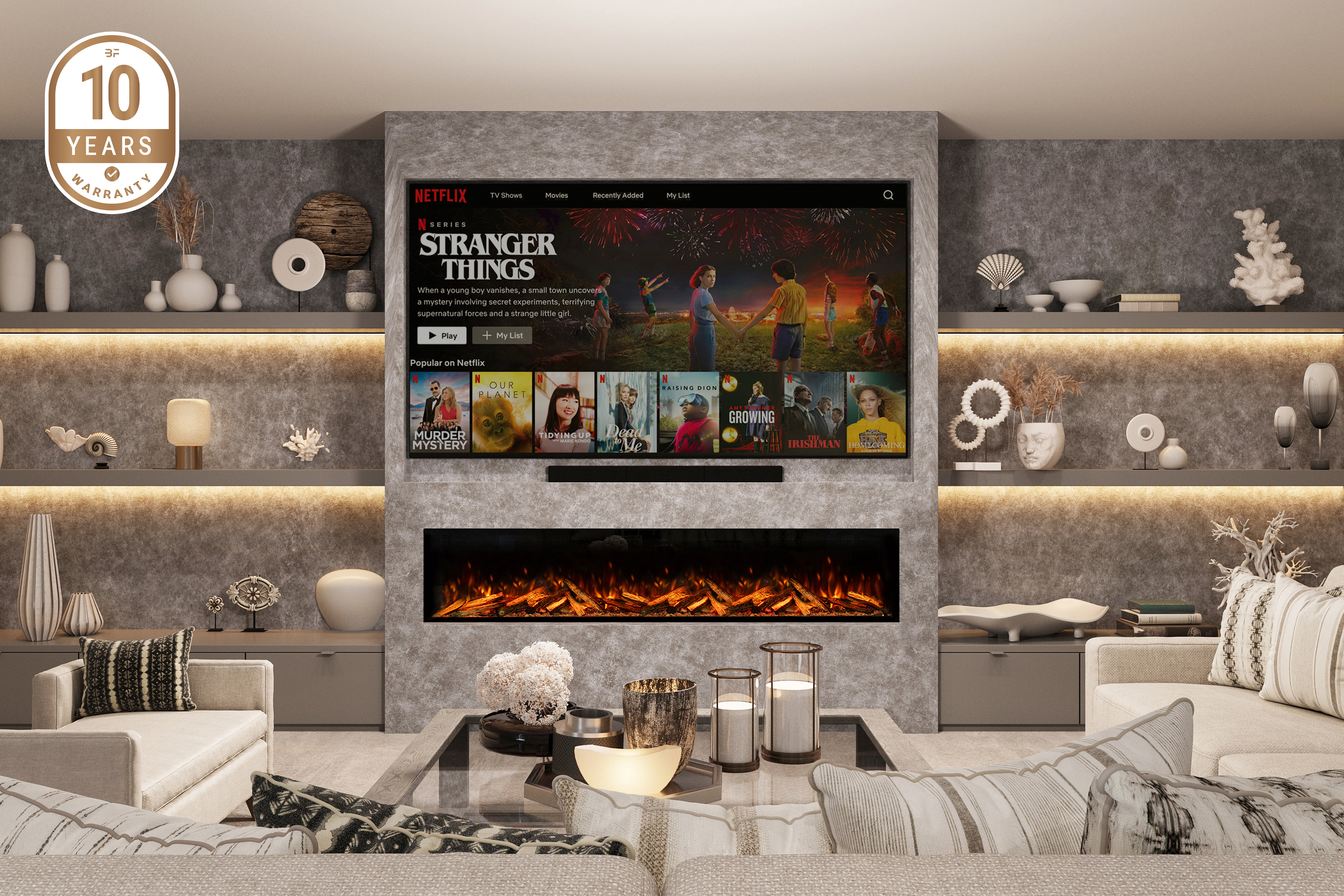 Front view of the Panoramic X electric fire by Bespoke Fireplaces