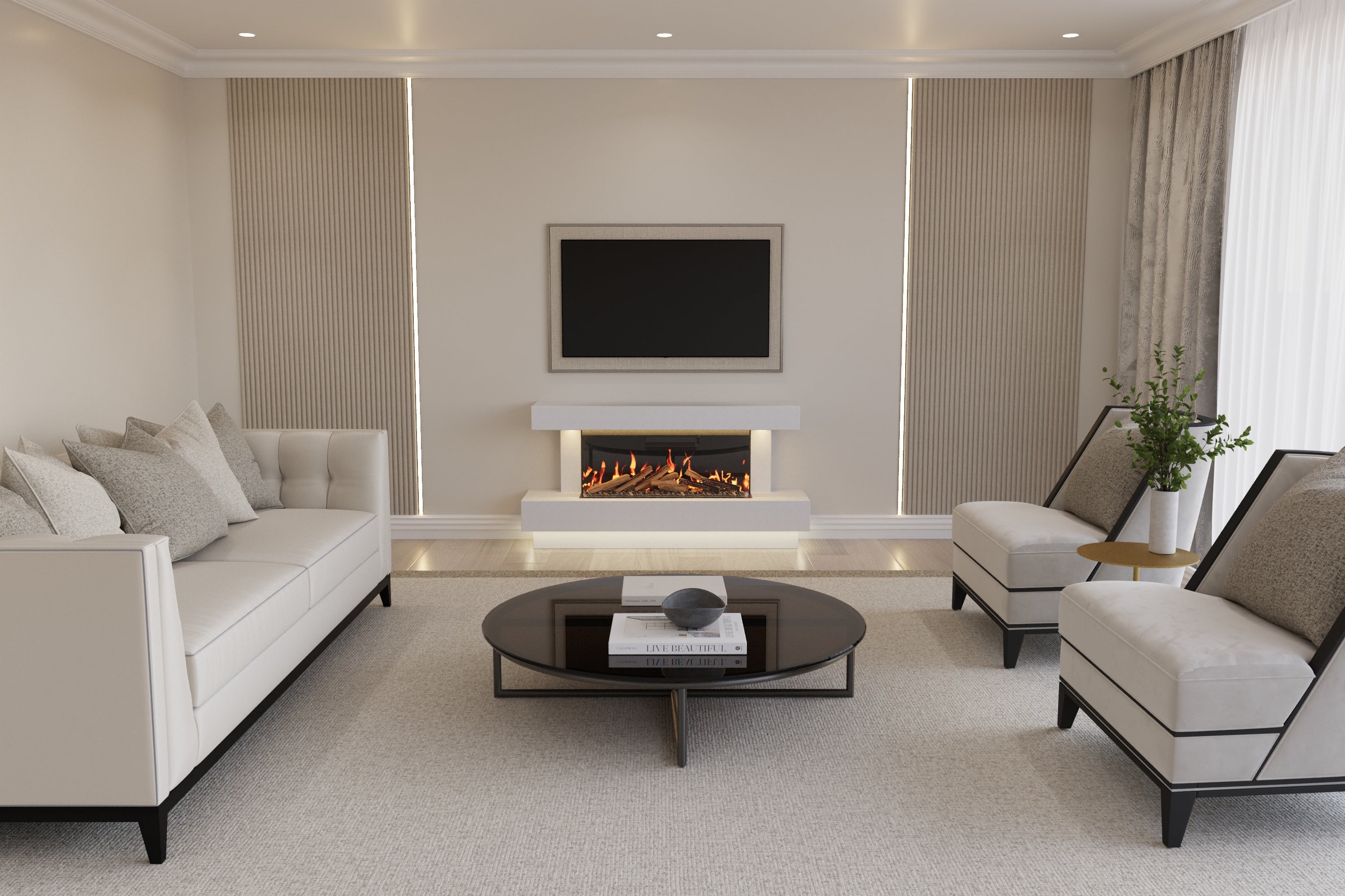 Lazio S Panoramic Marble Suite & Electric Fire