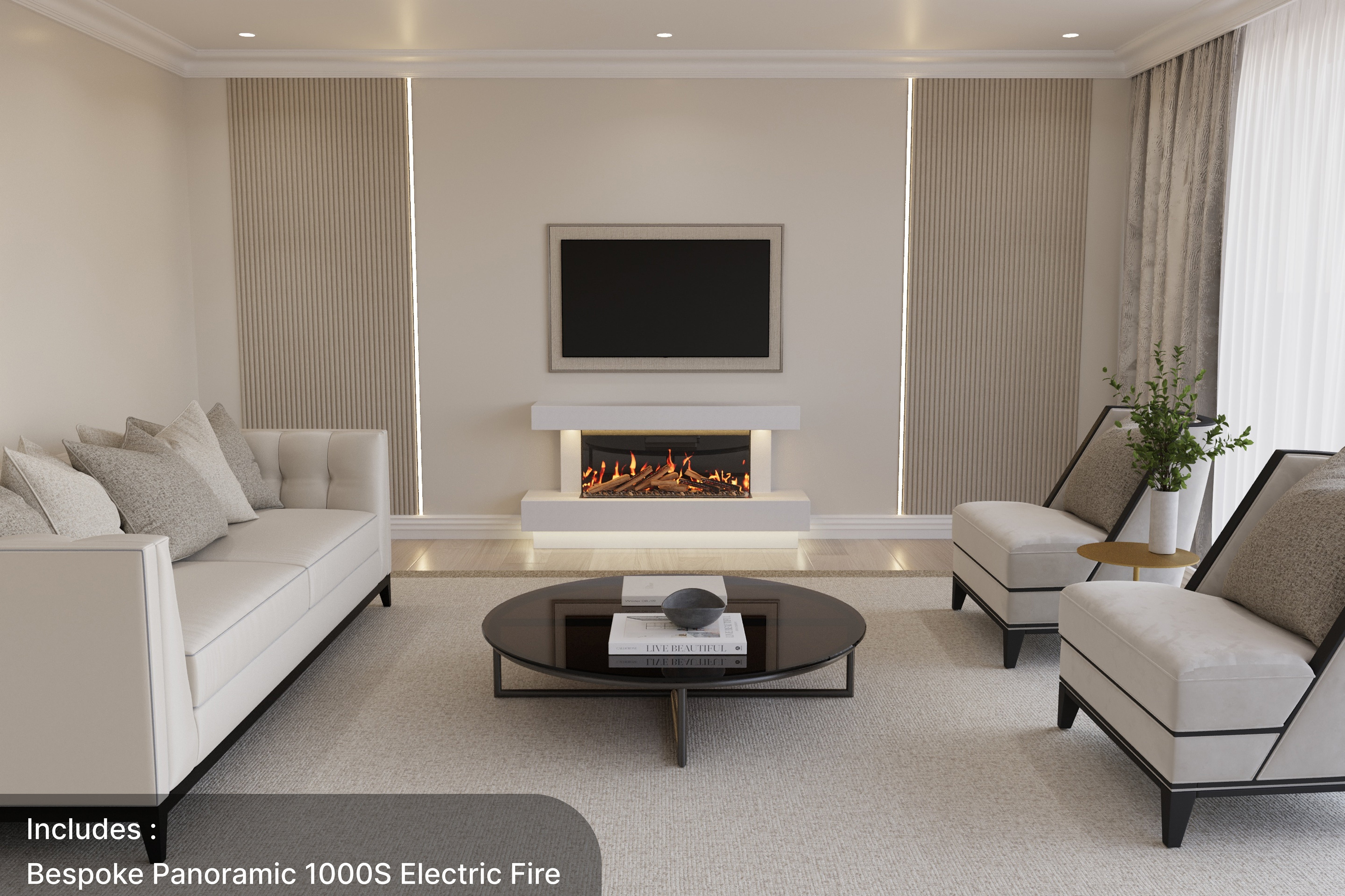 Lazio S Panoramic Marble Suite & Electric Fire
