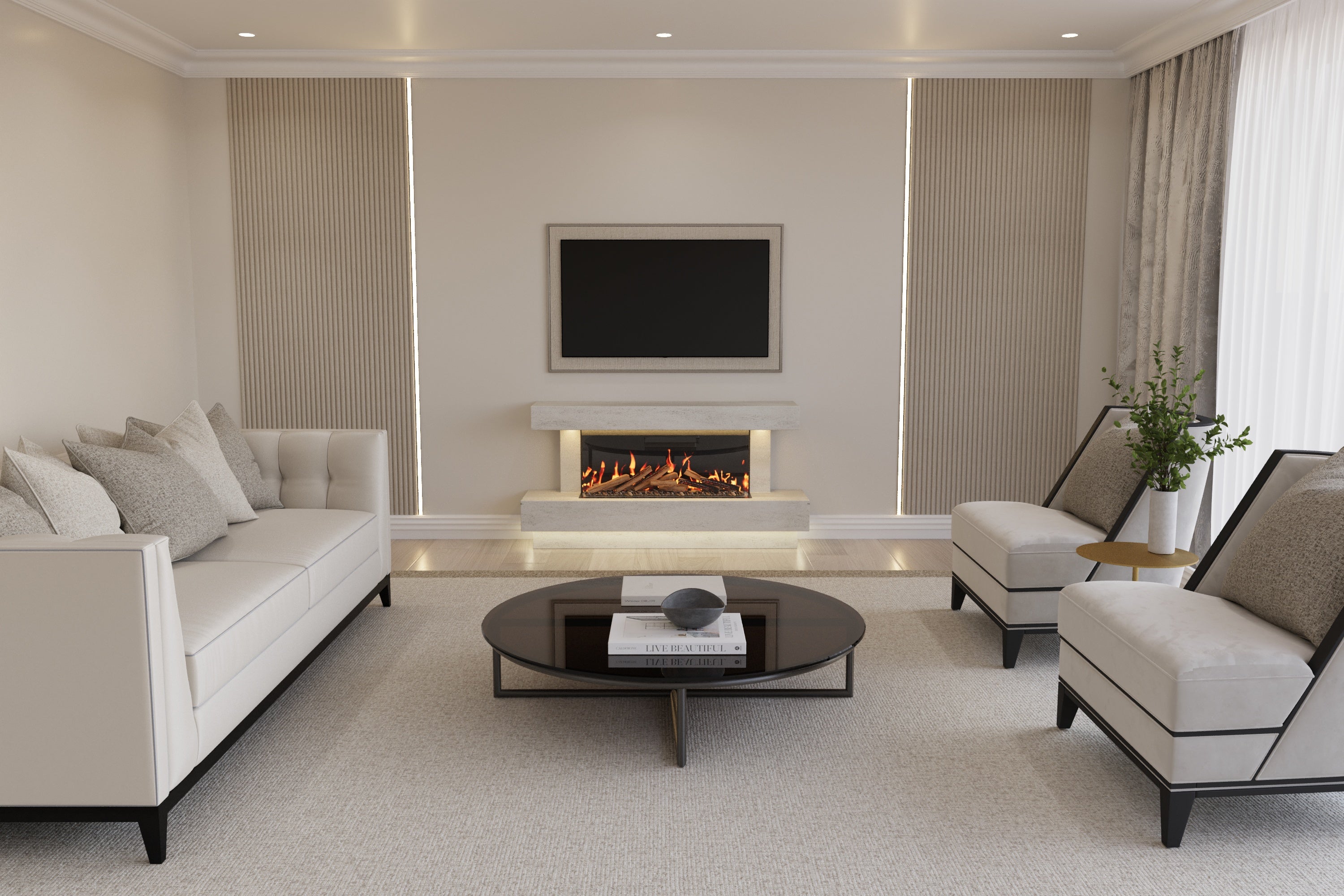 Lazio S Panoramic Marble Suite & Electric Fire