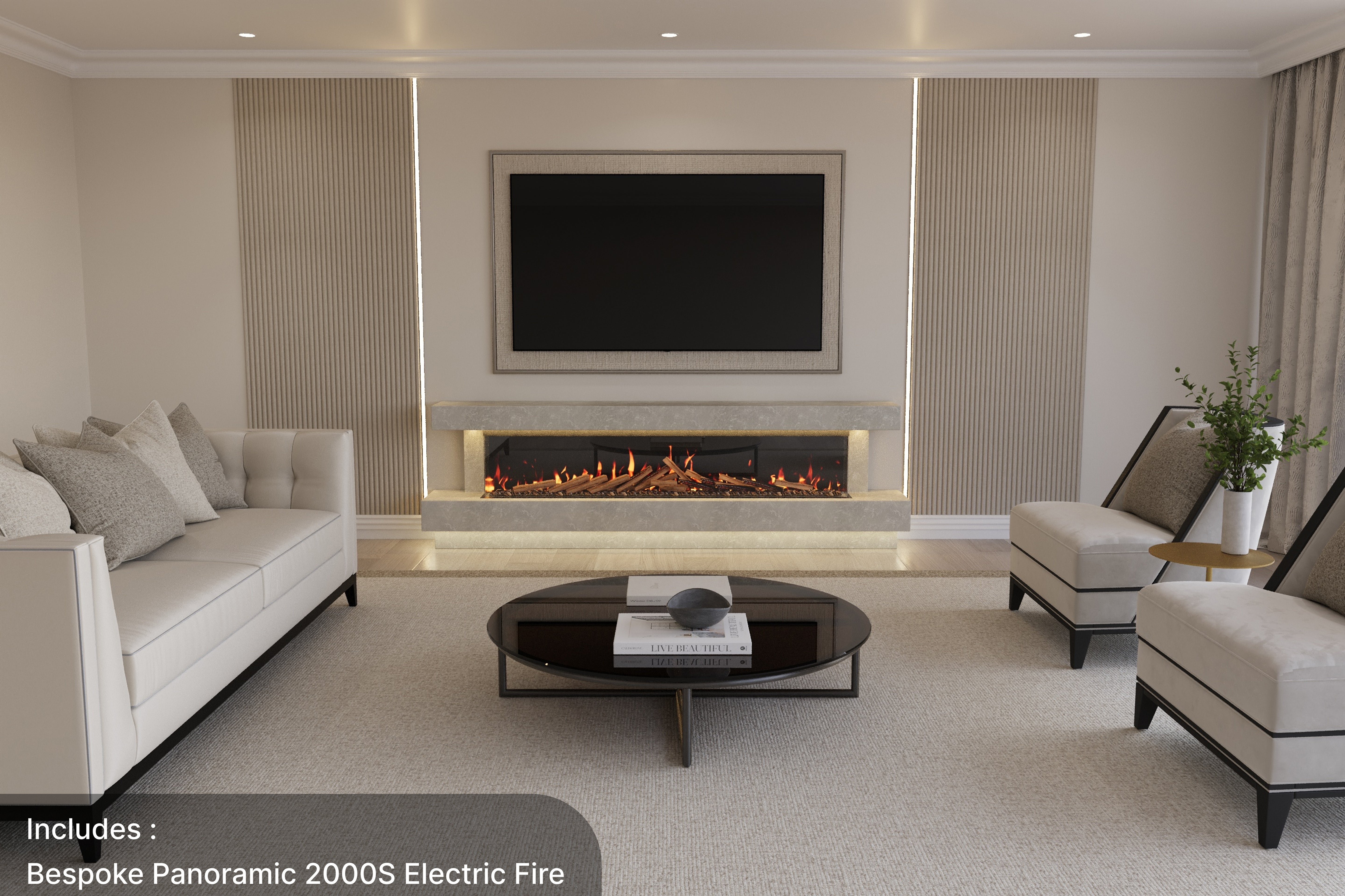 Lazio S Panoramic Marble Suite & Electric Fire