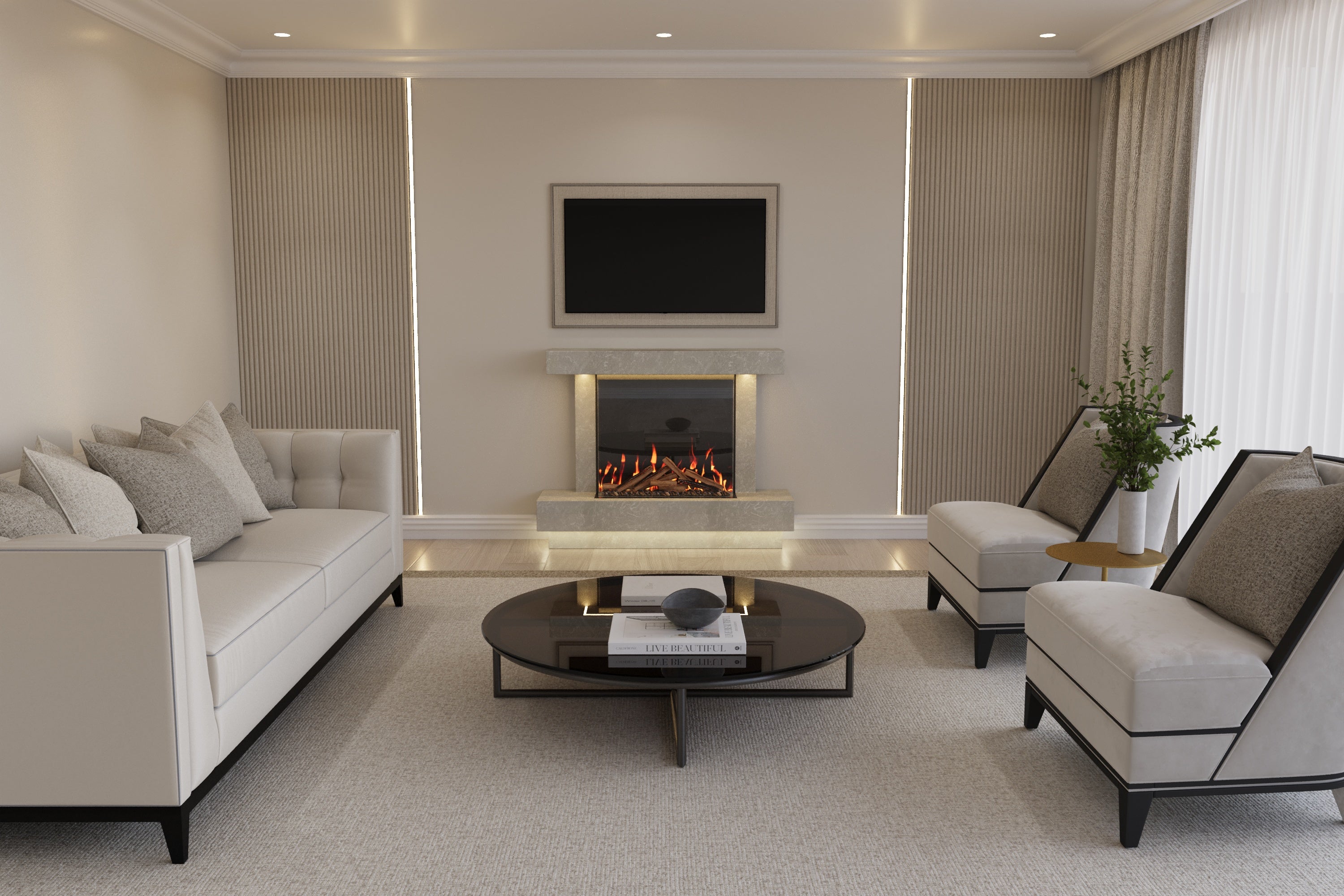 Lazio S Panoramic Marble Suite & Electric Fire