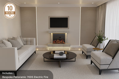 Lazio S Slim Panoramic Marble Fireplace Suite with Electric Fire