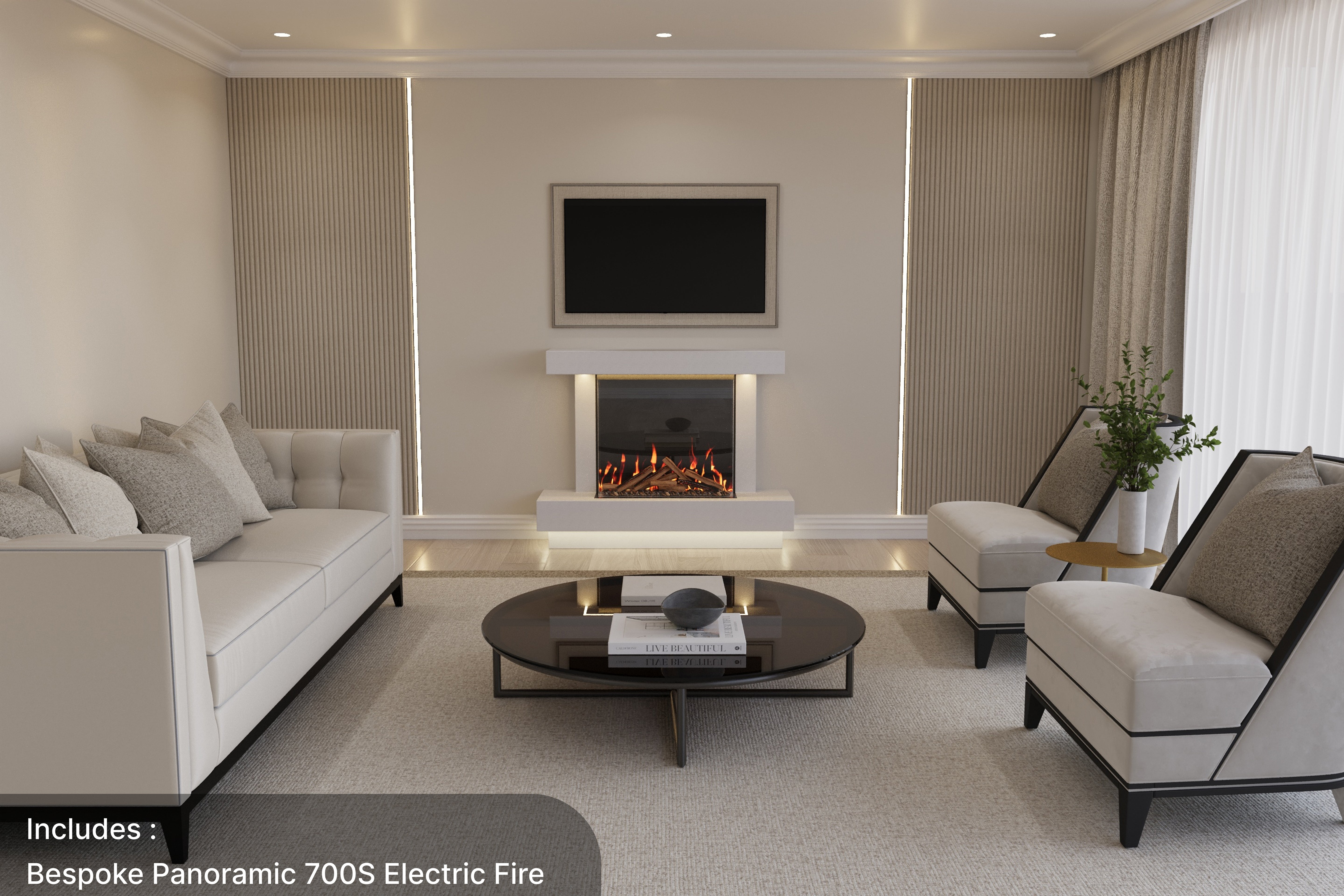Lazio S Panoramic Marble Suite & Electric Fire