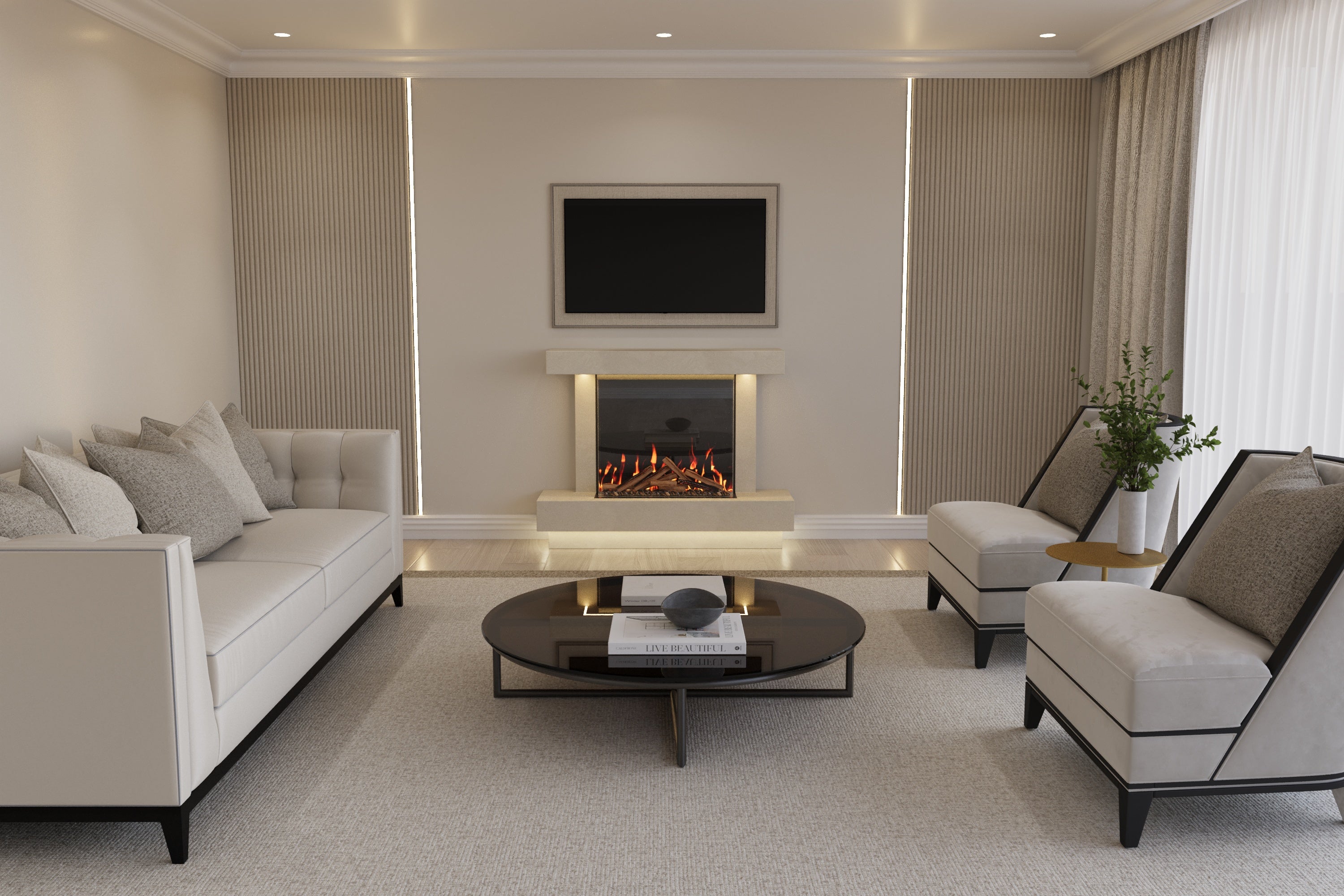 Lazio S Panoramic Marble Suite & Electric Fire