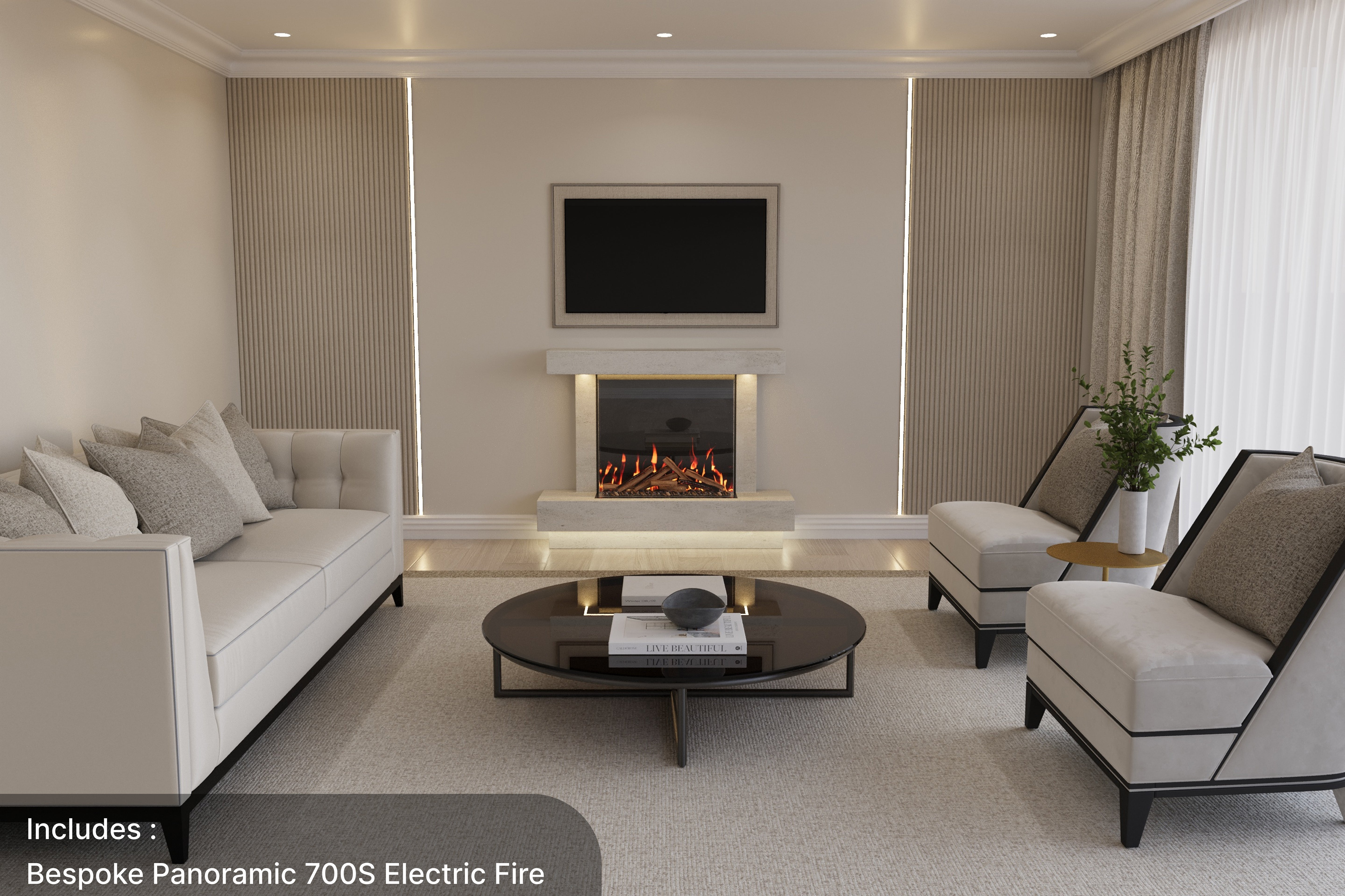 Lazio S Panoramic Marble Suite & Electric Fire