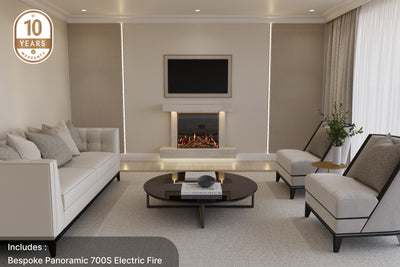 Lazio S Slim Panoramic Marble Fireplace Suite with Electric Fire