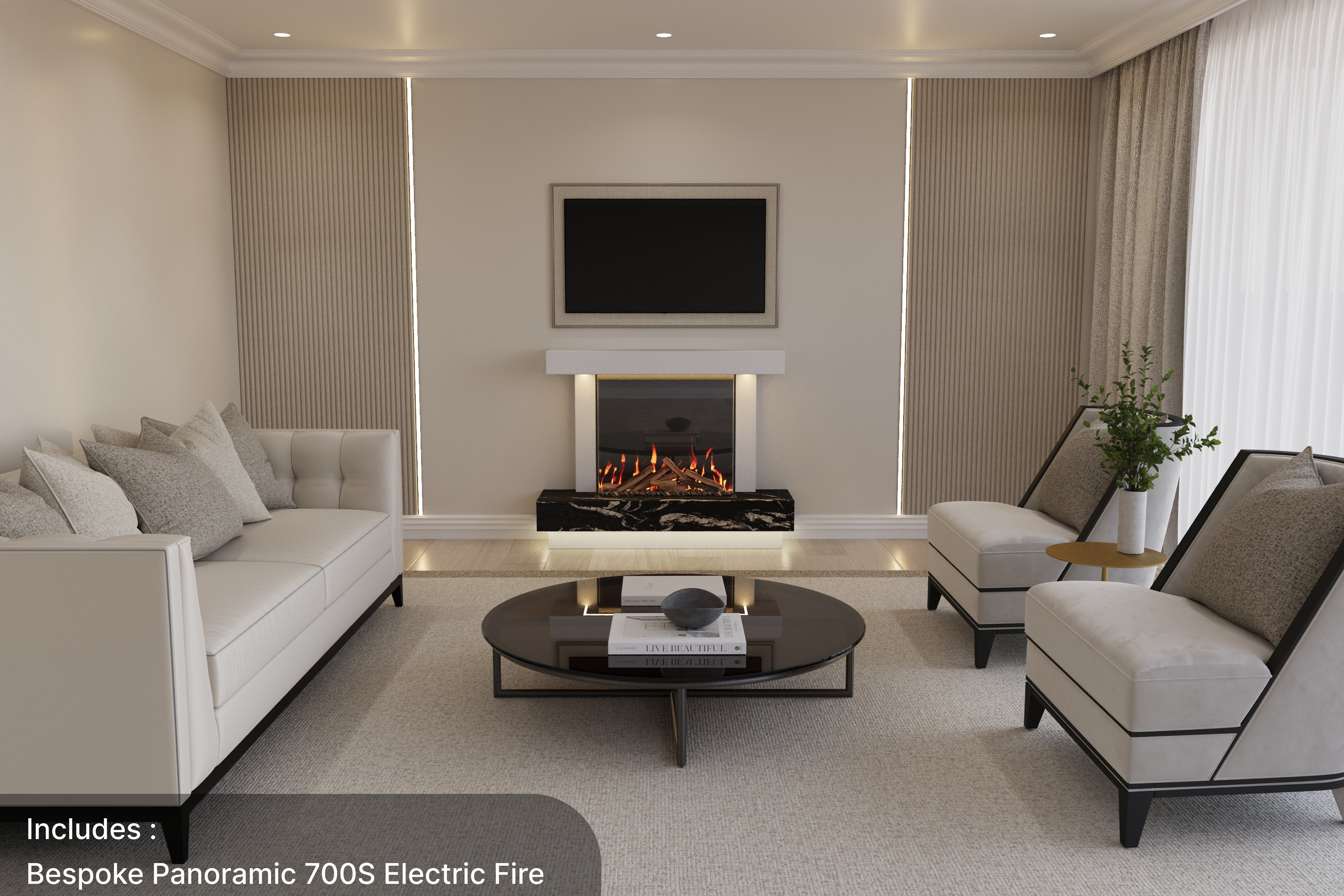Lazio S Panoramic Marble Suite & Electric Fire