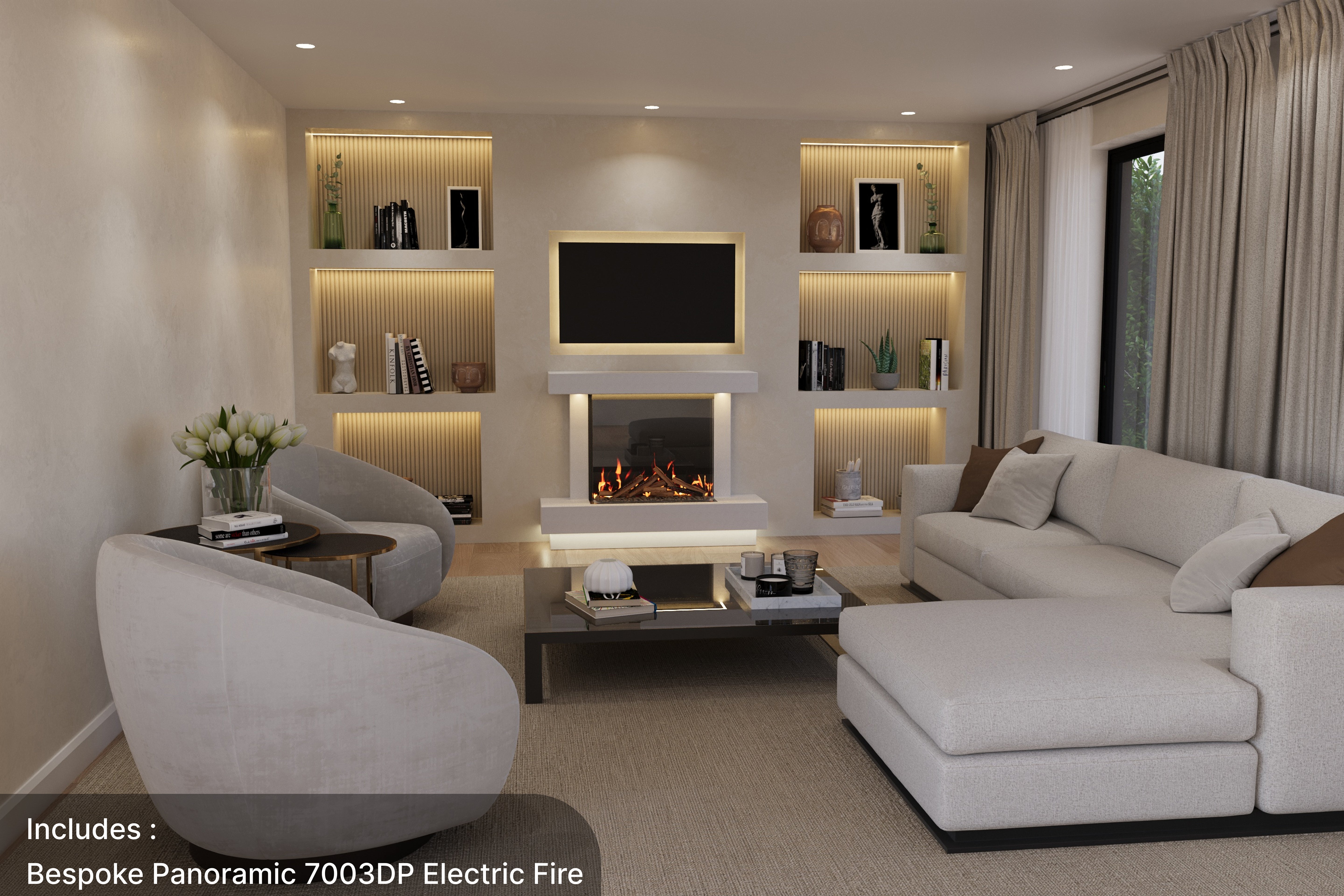 Lazio X Panoramic Marble Suite & Electric Fire