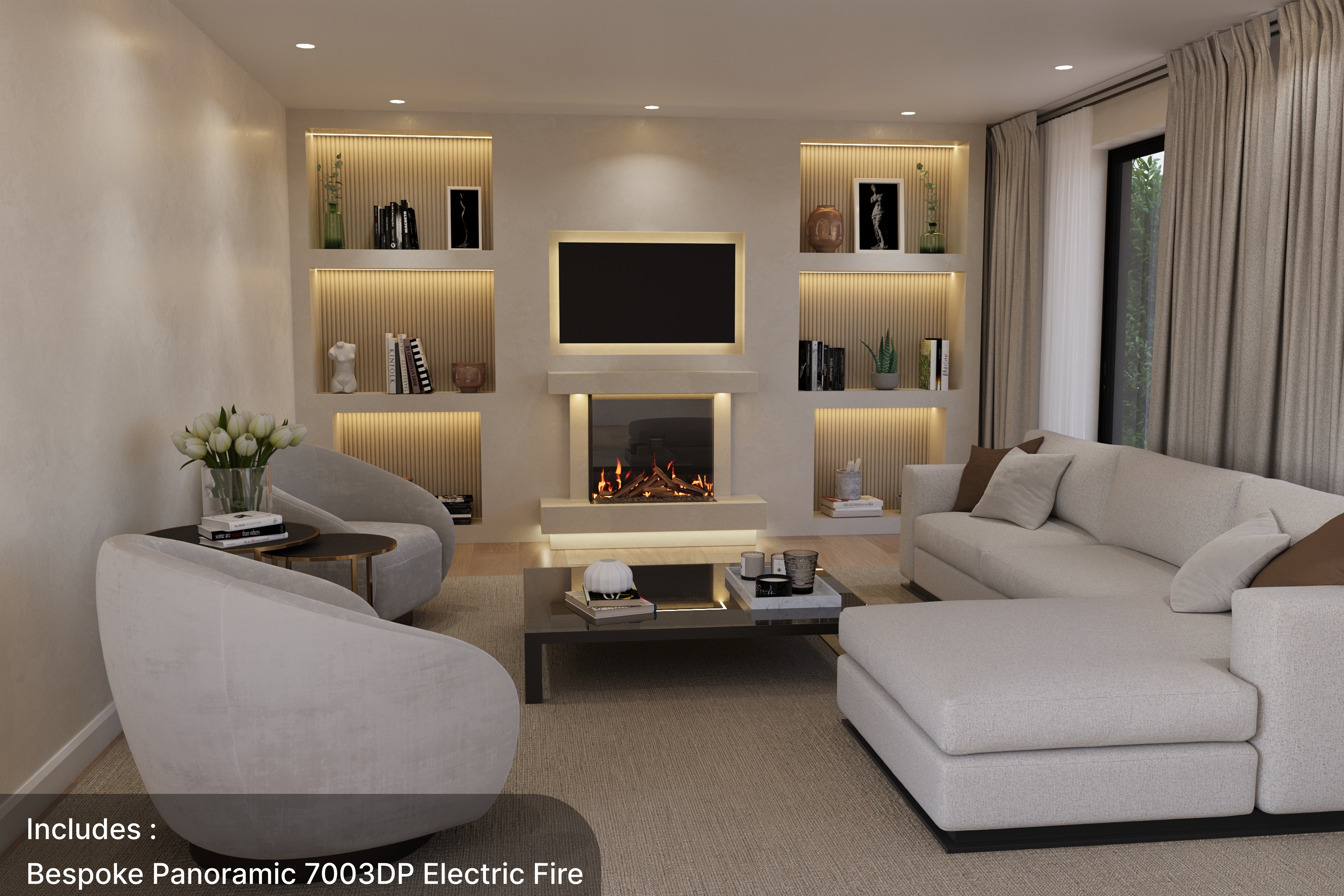 Lazio X Panoramic Marble Suite & Electric Fire