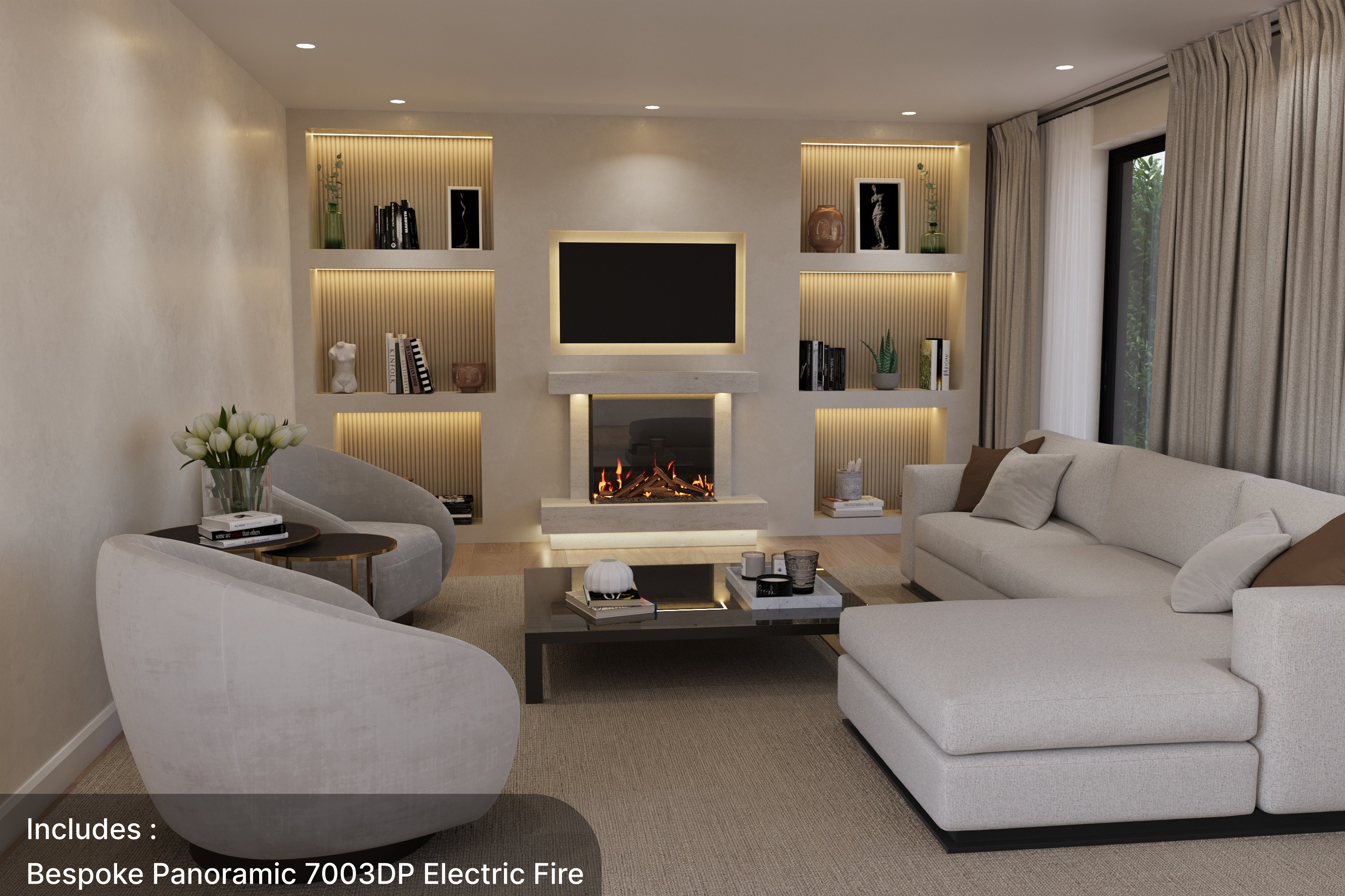 Lazio X Panoramic Marble Suite & Electric Fire