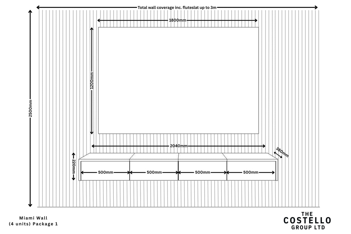 Miami Wall Mounted Media Wall Package